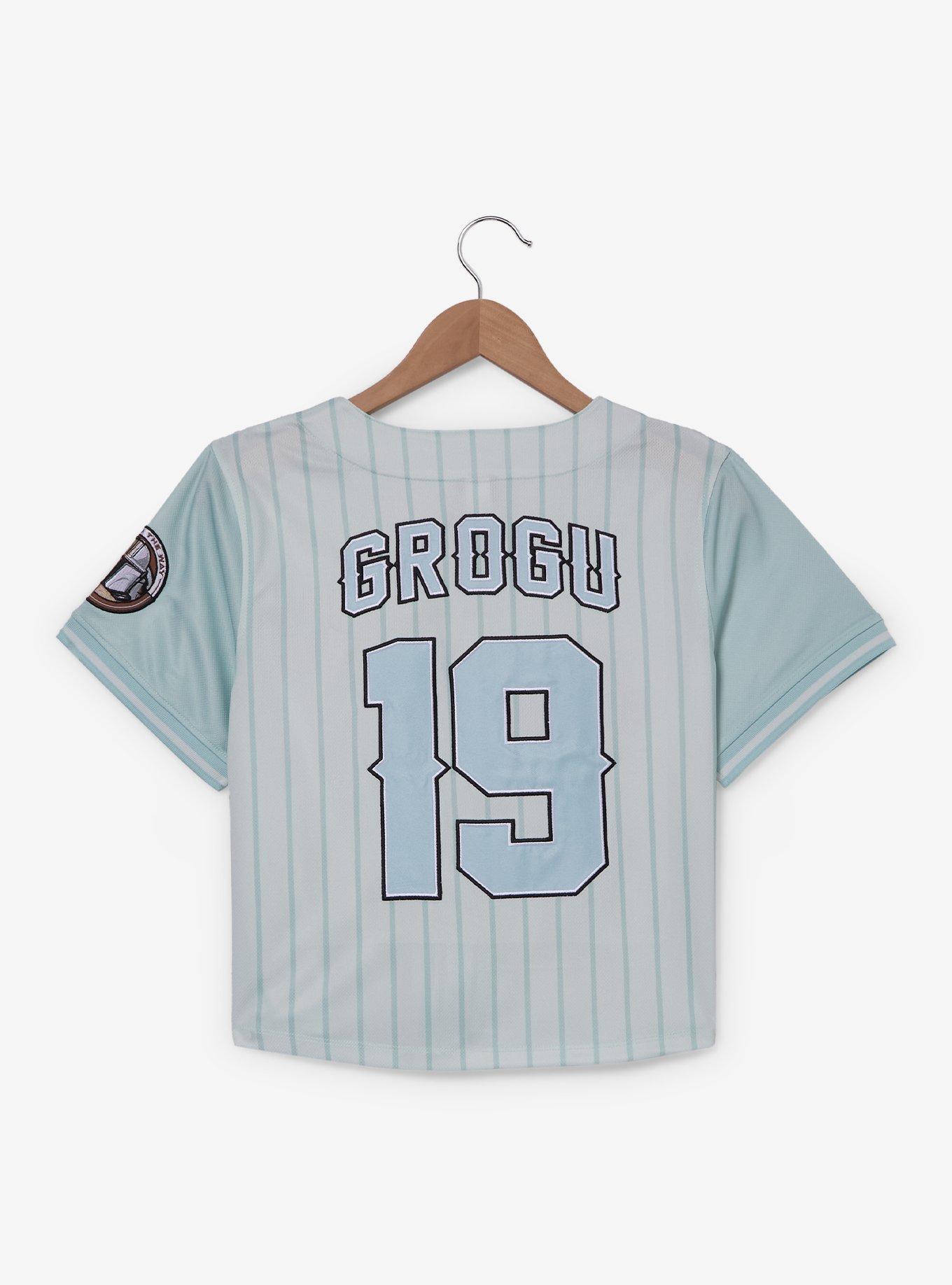 Star Wars The Mandalorian Grogu Women's Cropped Striped Baseball Jersey - BoxLunch Exclusive, , hi-res