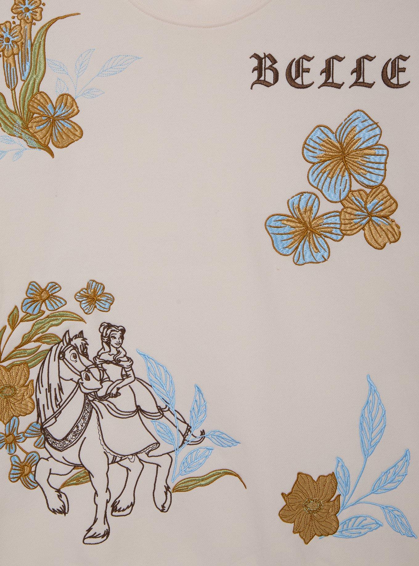 Disney Beauty and the Beast Belle & Phillipe Floral Women's Crewneck &mdash; BoxLunch Exclusive, , hi-res