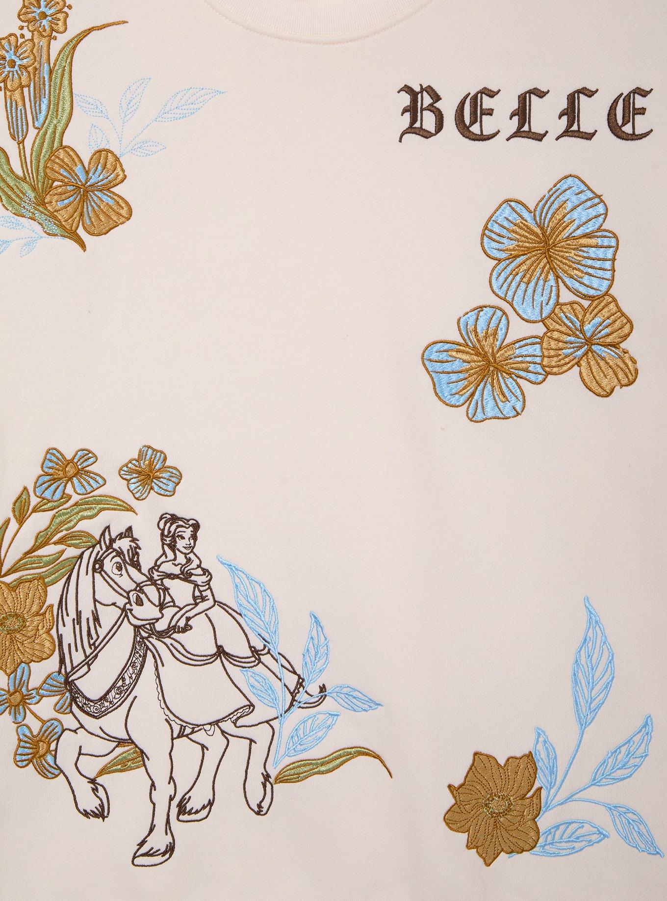 Disney Beauty and the Beast Belle & Phillipe Floral Women's Crewneck — BoxLunch Exclusive