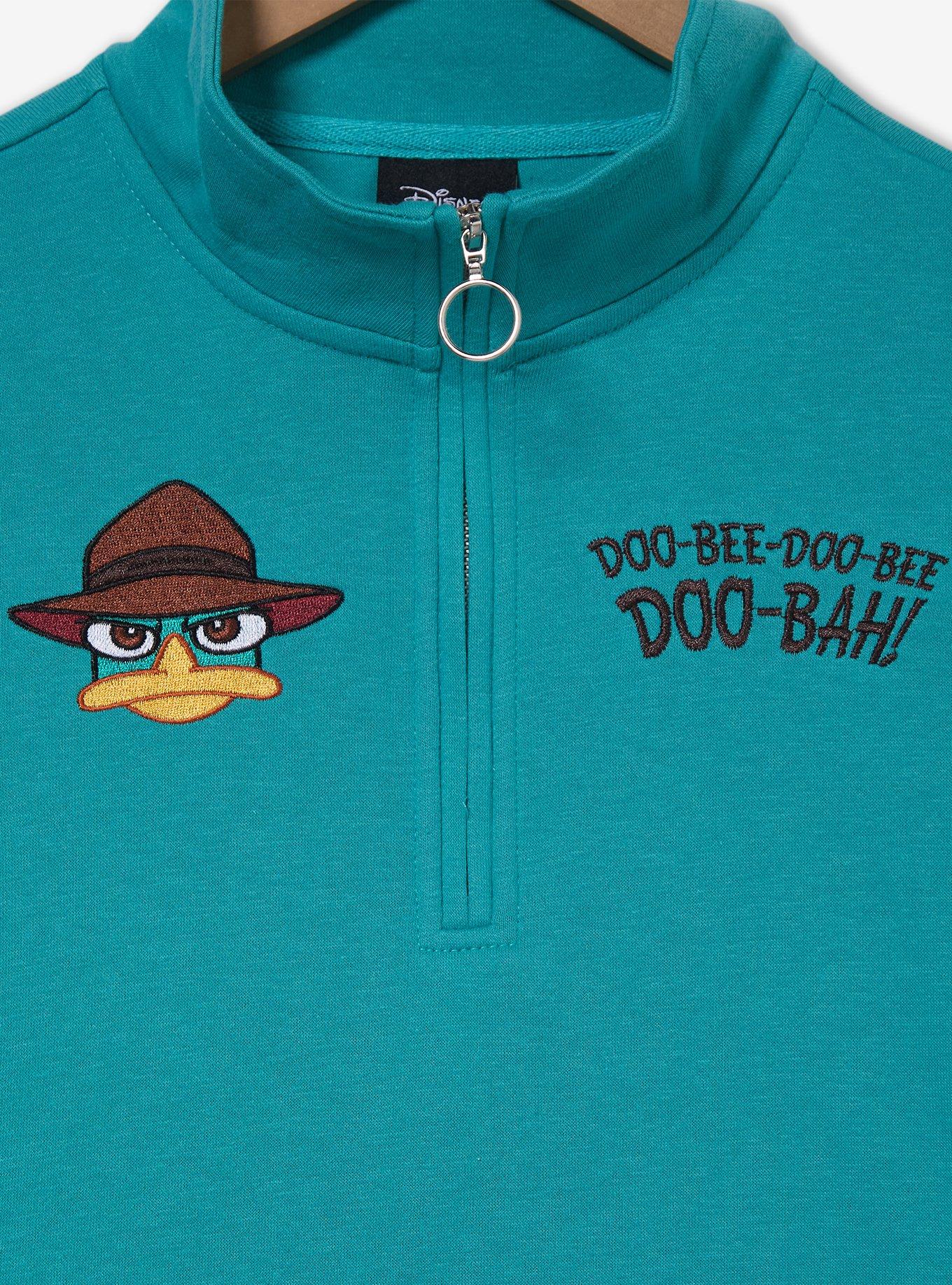 Disney Phineas & Ferb Perry The Platypus Women's Quarter-Zip Crewneck - BoxLunch Exclusive, , alternate