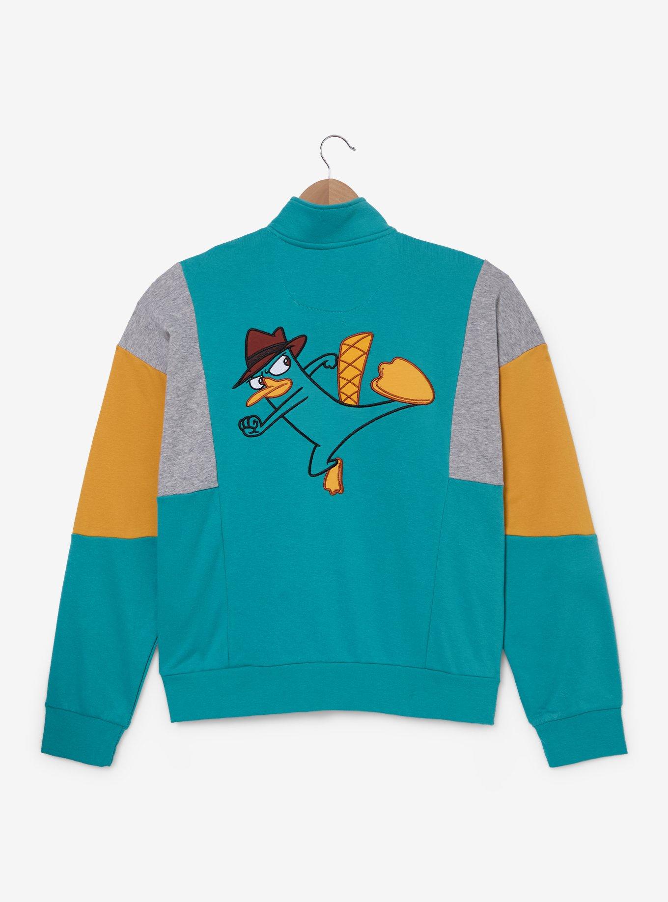 Disney Phineas & Ferb Perry The Platypus Women's Plus Size Quarter-Zip Crewneck - BoxLunch Exclusive, , hi-res