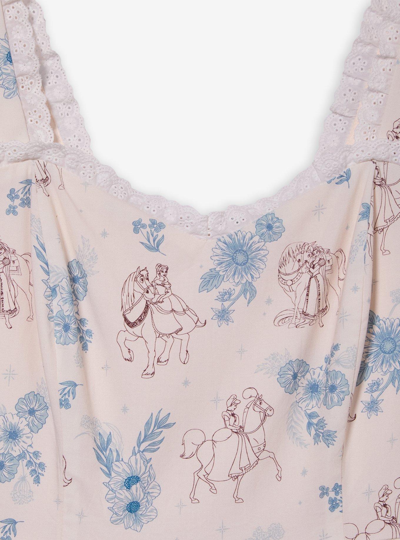 Disney Princess Floral Horses Allover Print Dress - BoxLunch Exclusive, CREAM, alternate