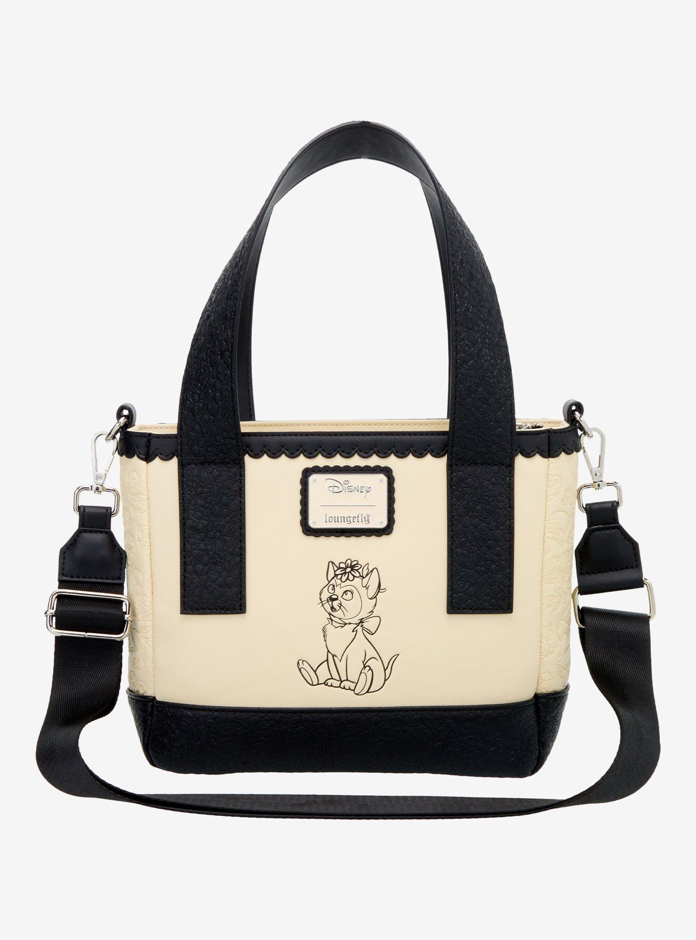 Loungefly Disney Alice In Wonderland Black & White Floral Crossbody Tote Bag, , alternate
