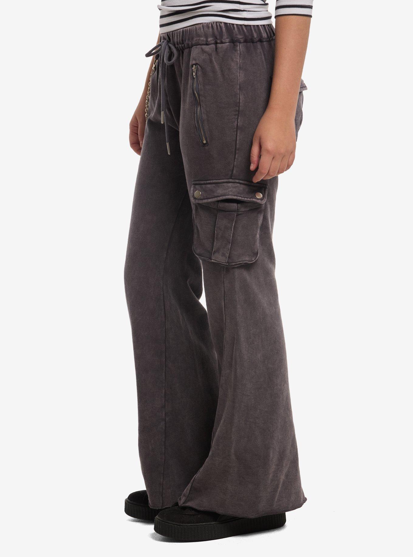 Grey Wash Side Chain Cargo Pocket Girls Lounge Pants, MULTI, alternate - view 3