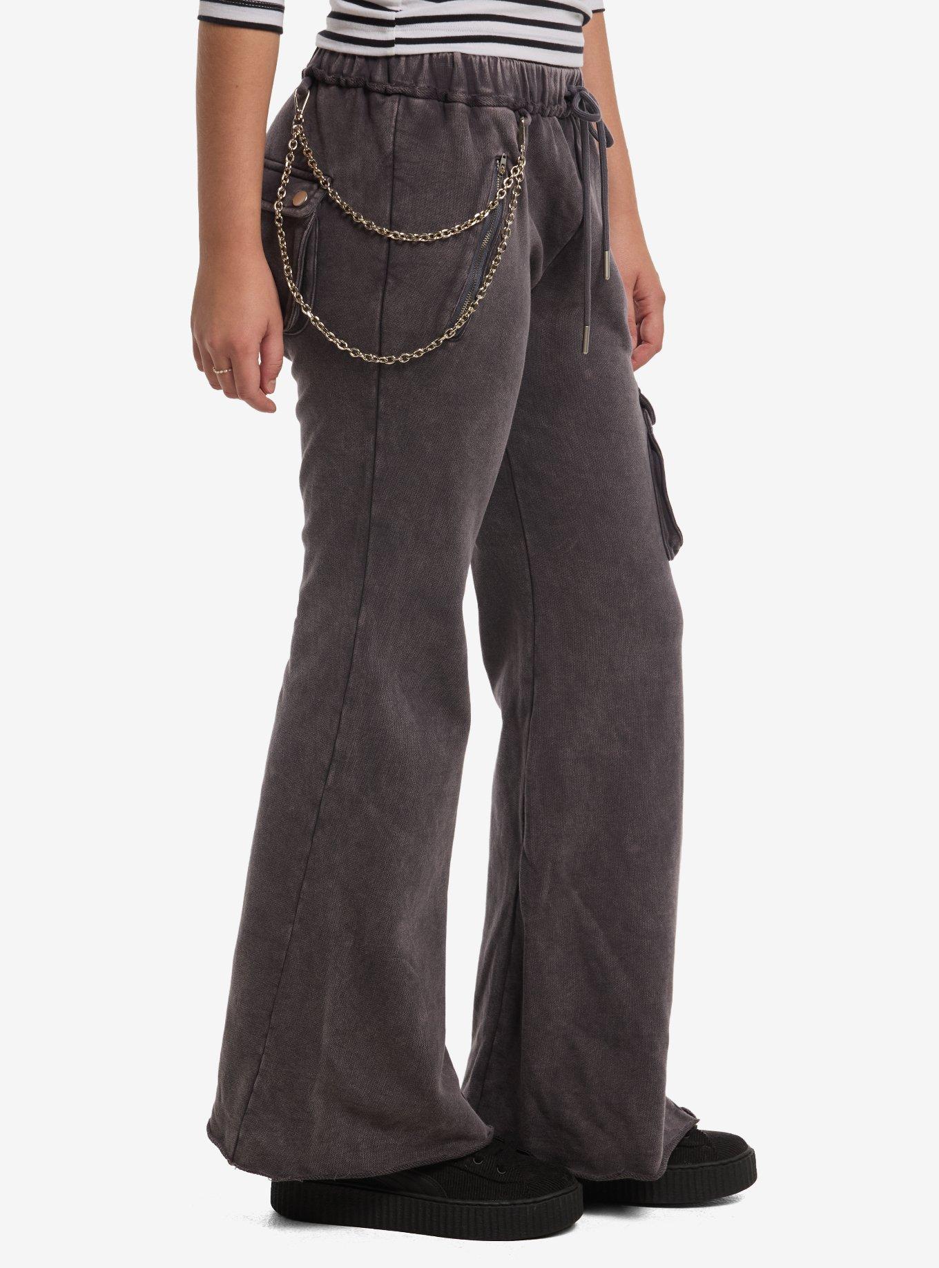 Grey Wash Side Chain Cargo Pocket Girls Lounge Pants, MULTI, alternate - view 4