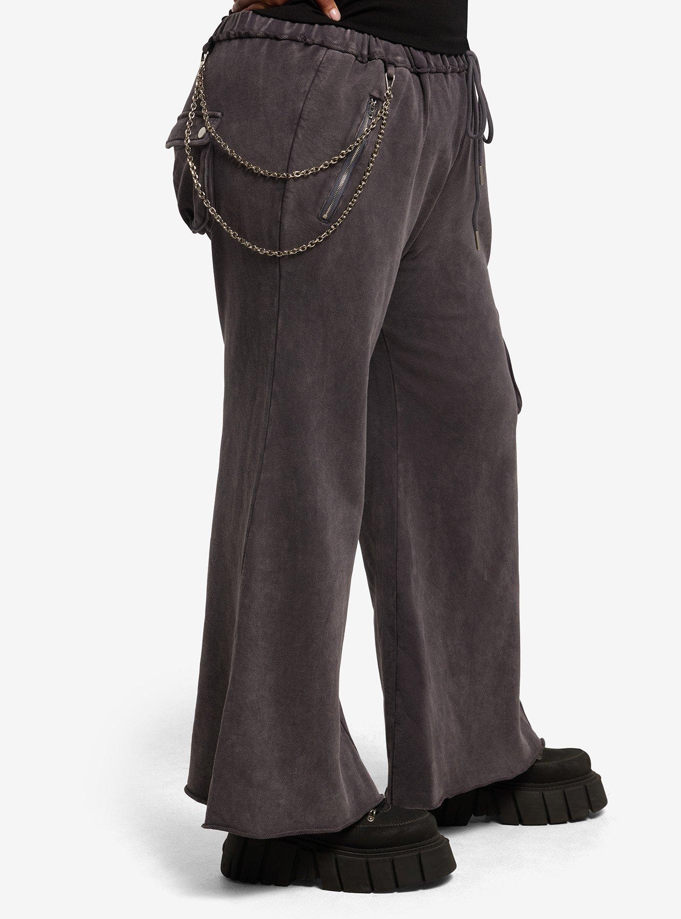 Grey Wash Side Chain Cargo Pocket Lounge Pants Plus Size, MULTI, alternate - view 3