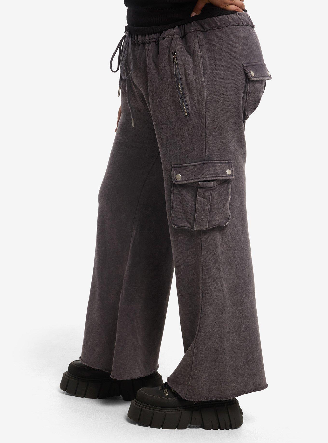 Grey Wash Side Chain Cargo Pocket Lounge Pants Plus Size, MULTI, alternate - view 4
