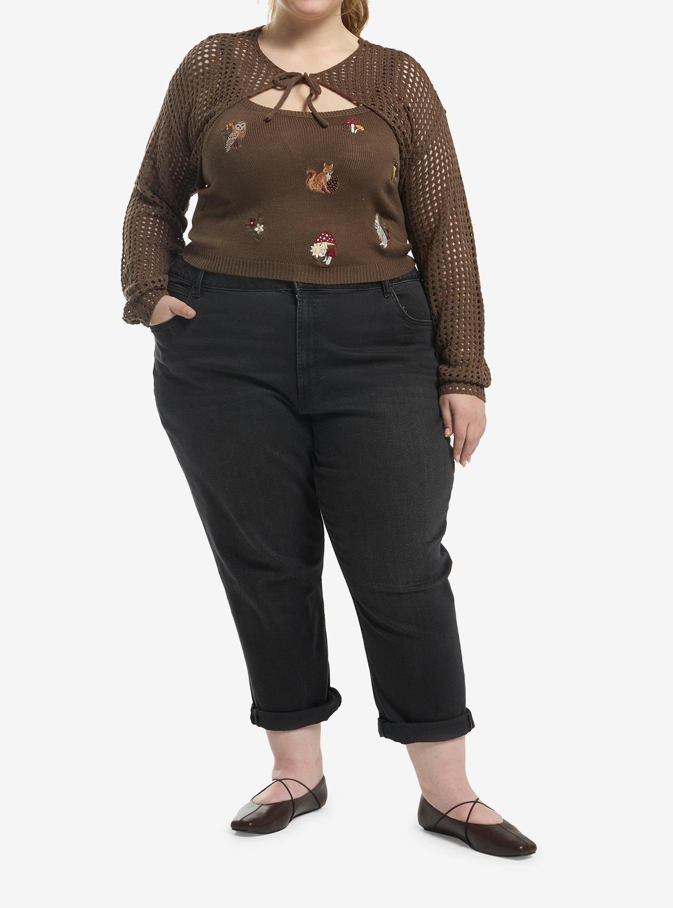 Thorn & Fable Woodland Critters Girls Knit Cami &  Shrug Set Plus Size, , hi-res