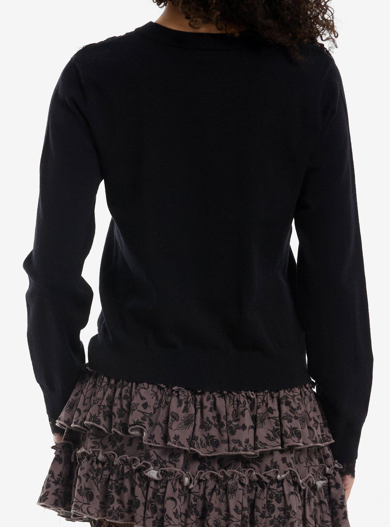 Cosmic Aura Black Lace Panel Girls Cardigan, MULTI, alternate