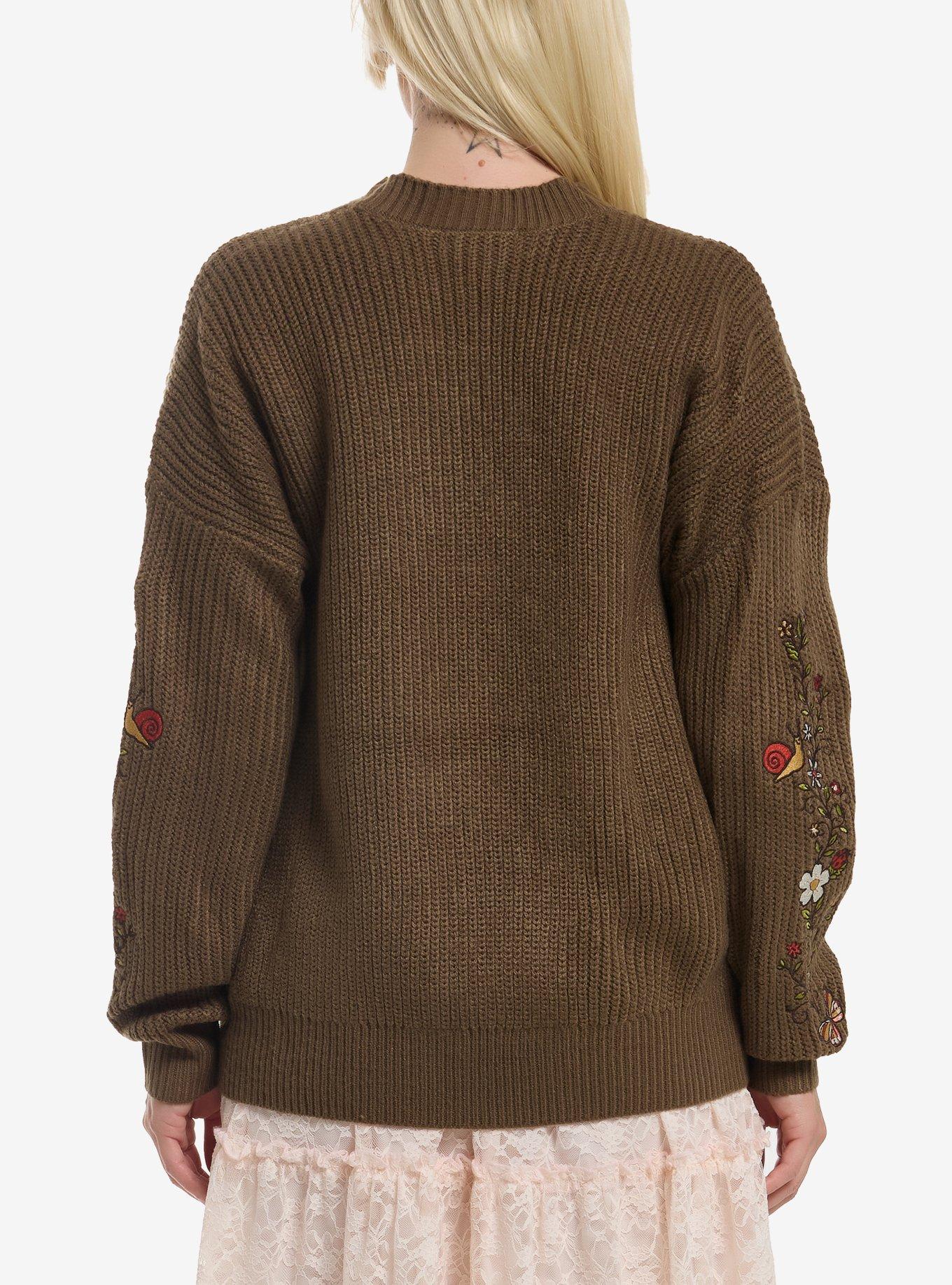 Thorn & Fable Woodland Critters Mushroom Floral Girls Cardigan, MULTI, alternate