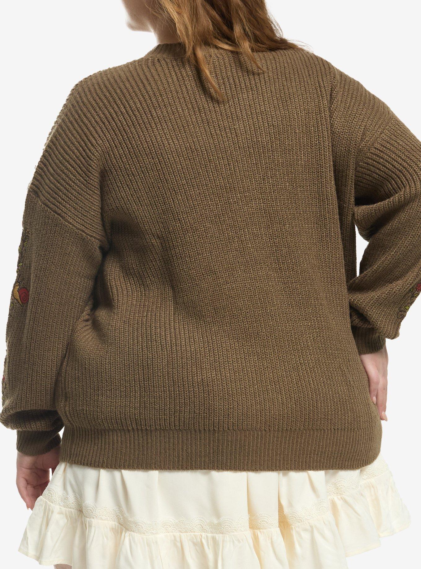 Thorn & Fable Woodland Critters Mushroom Floral Girls Cardigan Plus Size, MULTI, alternate