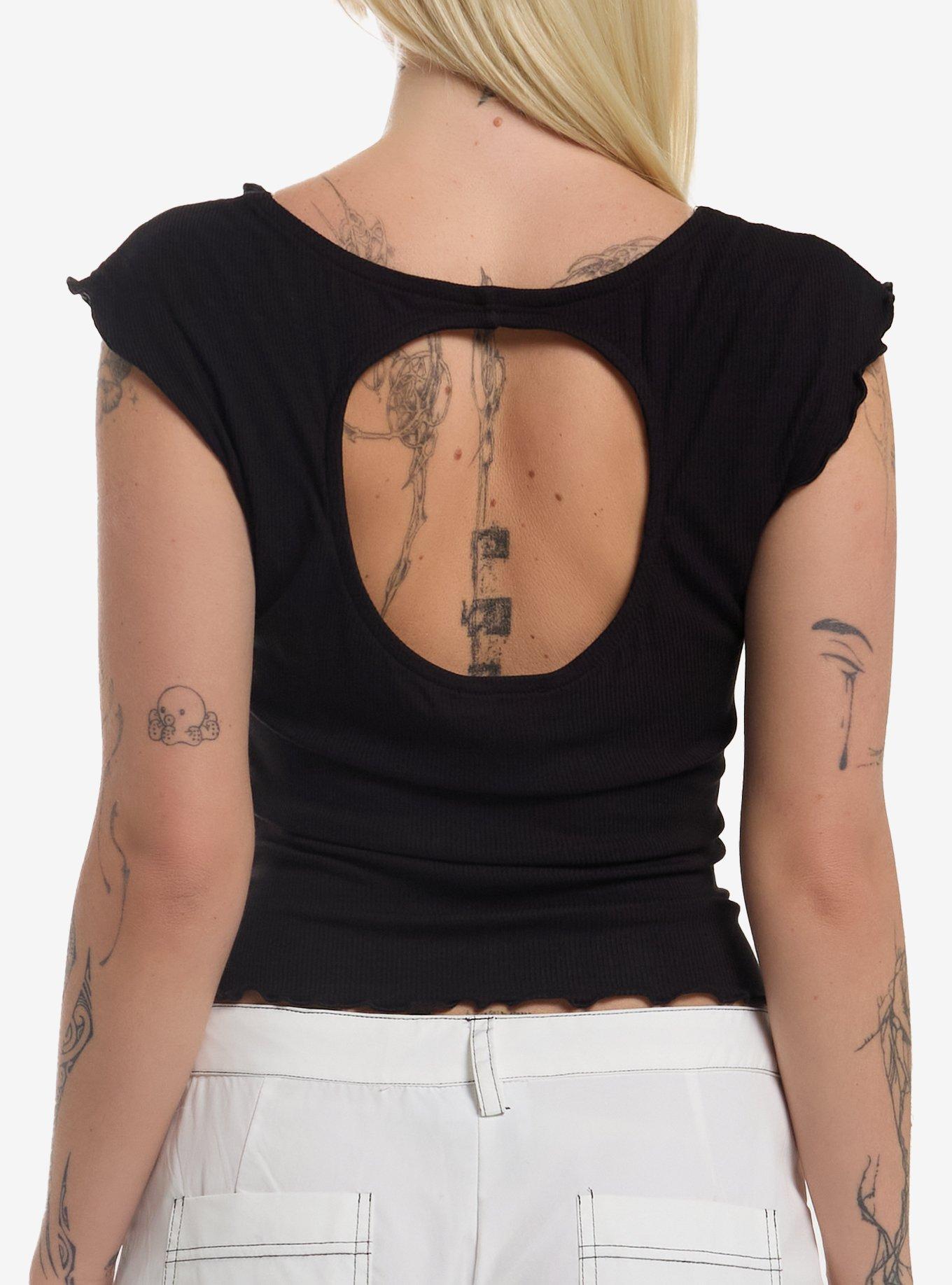 Black Rosette Open Back Girls Top, MULTI, alternate