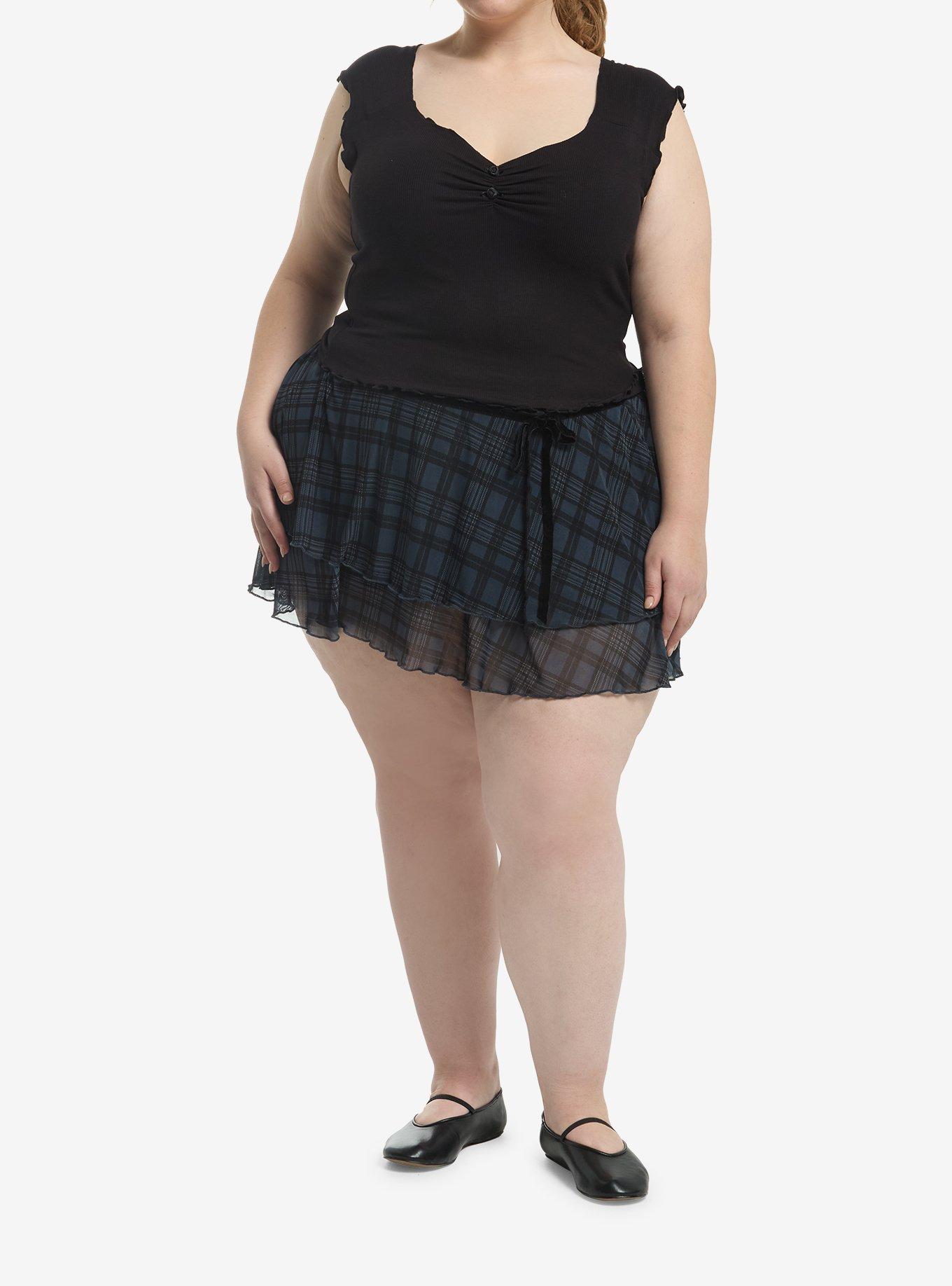 Black Rosette Open Back Girls Top Plus Size, , hi-res