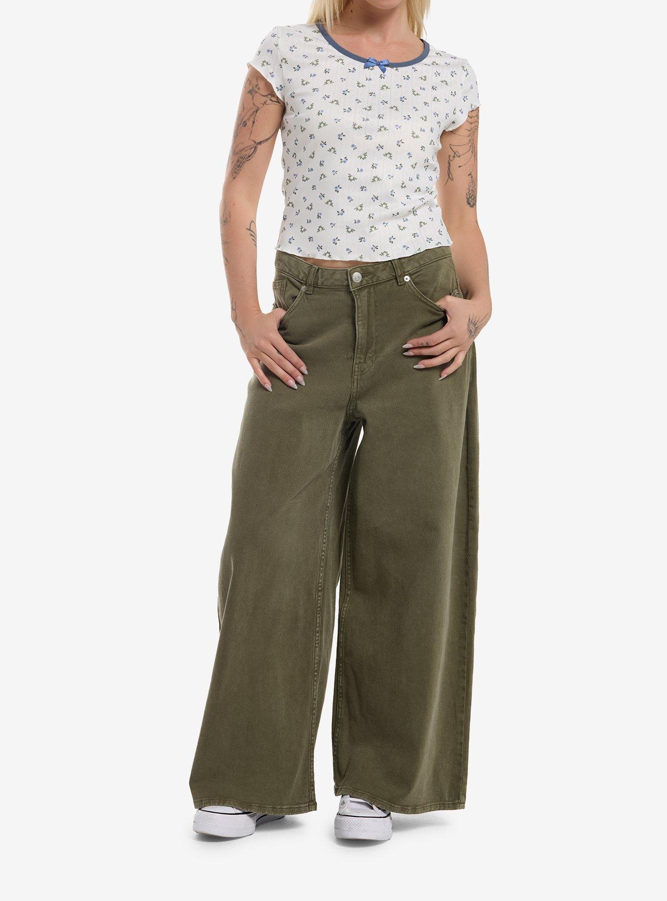 Thorn & Fable Frog Blue Floral Pointelle Girls Top, , hi-res