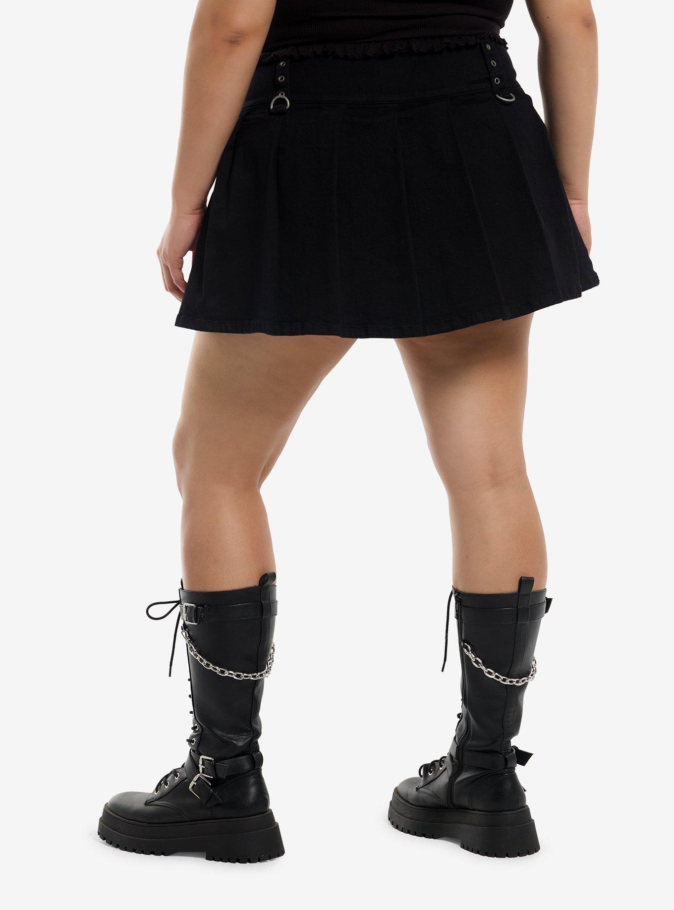 Social Collision Black Cargo Pleated Skort Plus Size, , hi-res