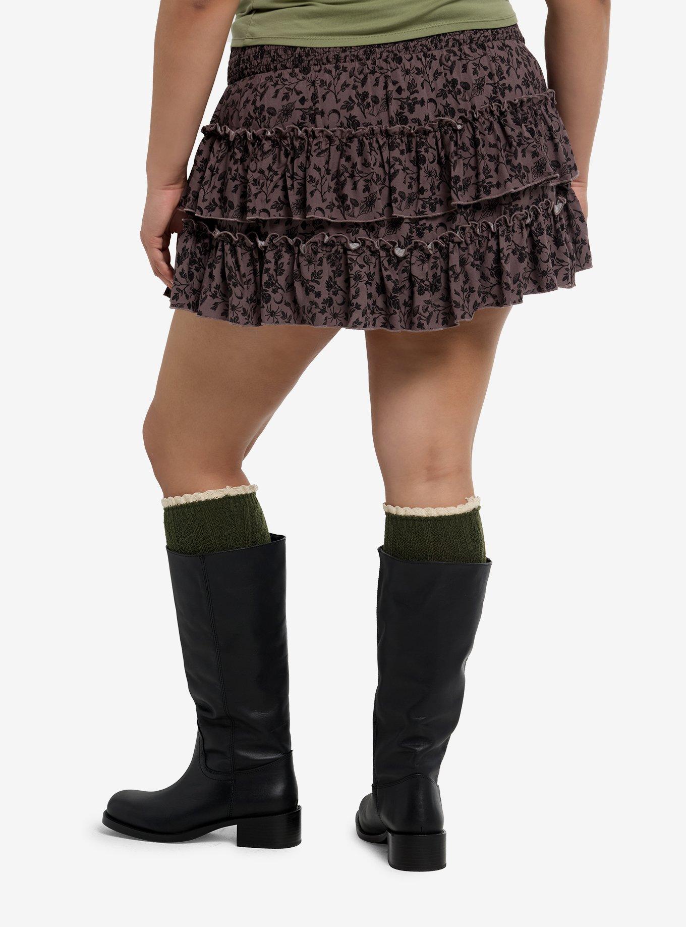 Cosmic Aura Mushroom & Spider Tiered Skort Plus Size, , hi-res