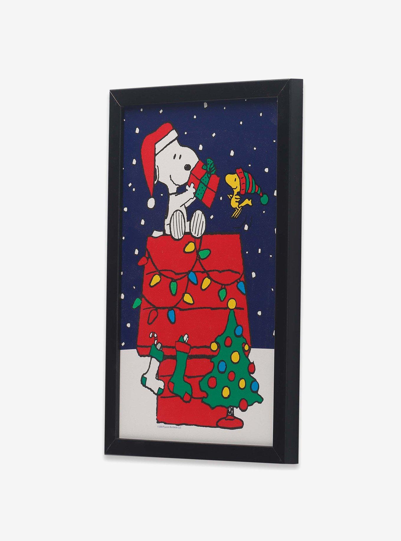Peanuts Snoopy & Woodstock Christmas Scene Framed Wood Wall Decor, , hi-res
