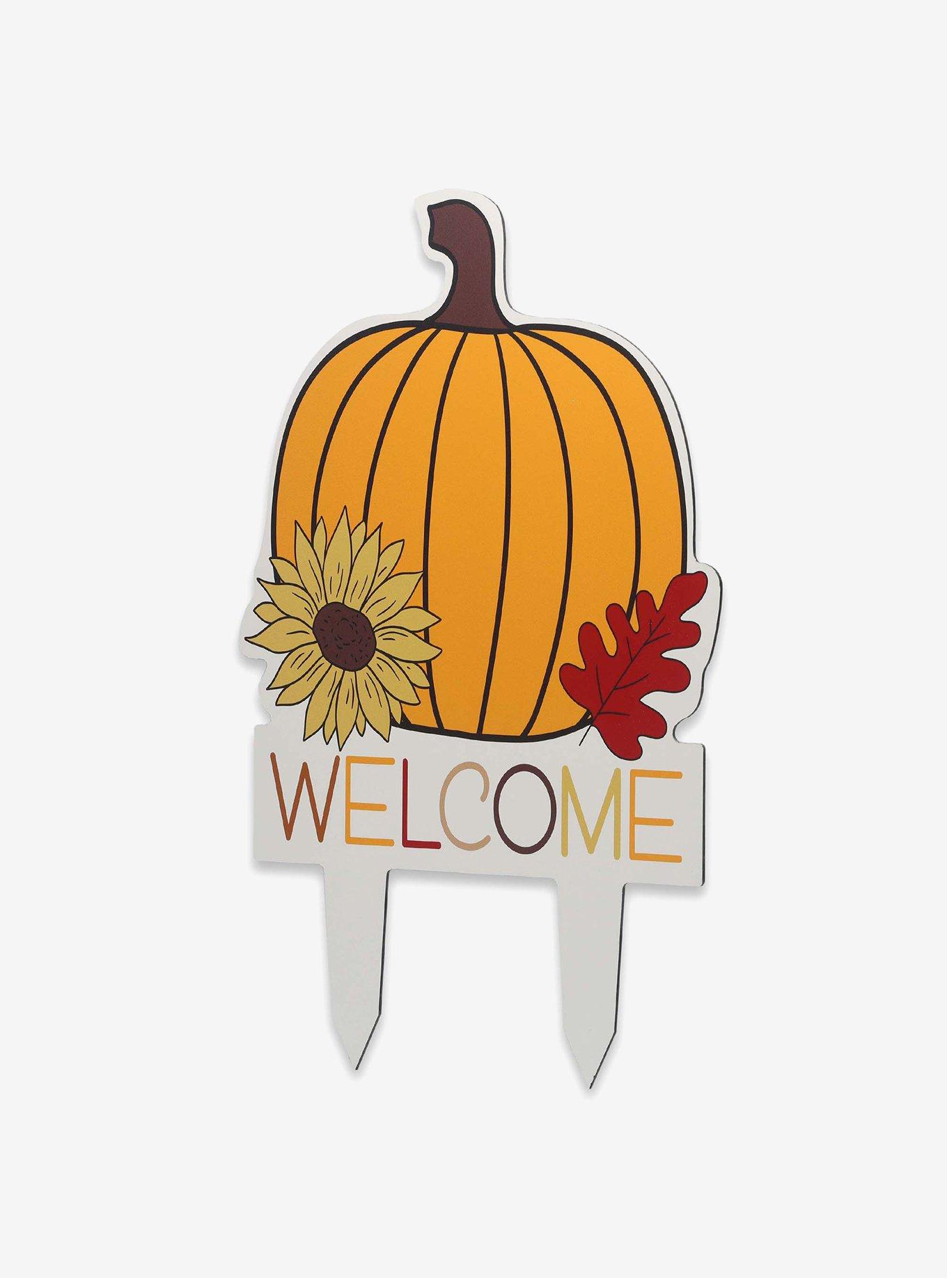 Fall Floral Pumpkin Metal Yard Stake