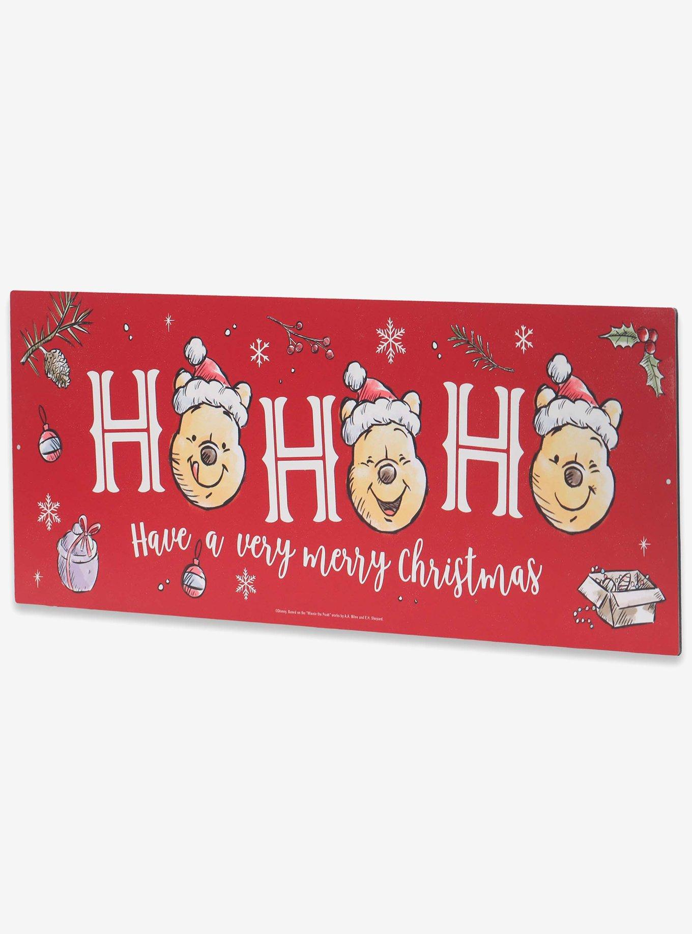 Disney Winnie The Pooh Ho Ho Ho Merry Christmas Metal Sign, , hi-res