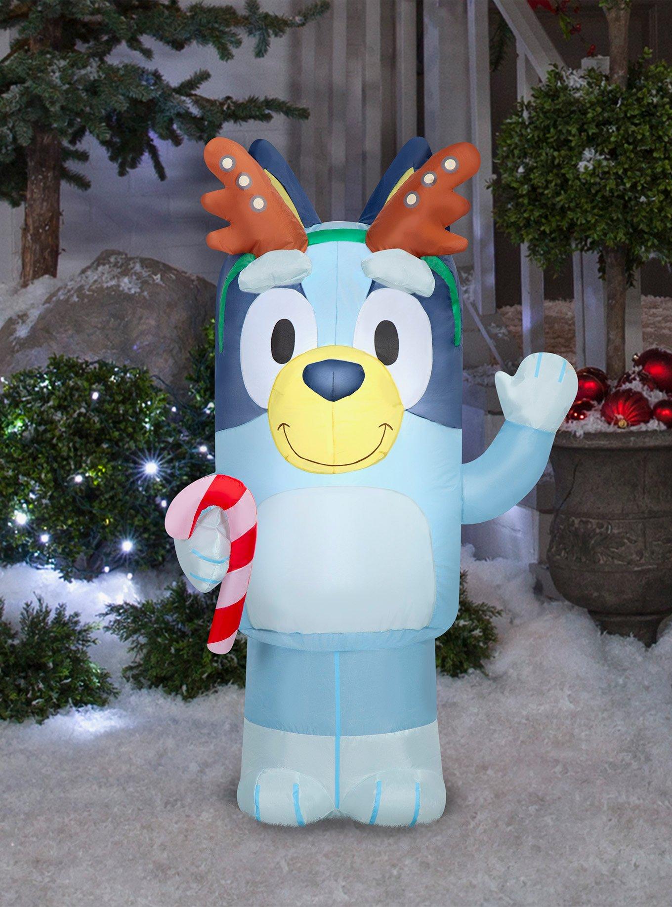 Bluey with Antlers Holding Candy Cane Airblown Inflatable, , hi-res