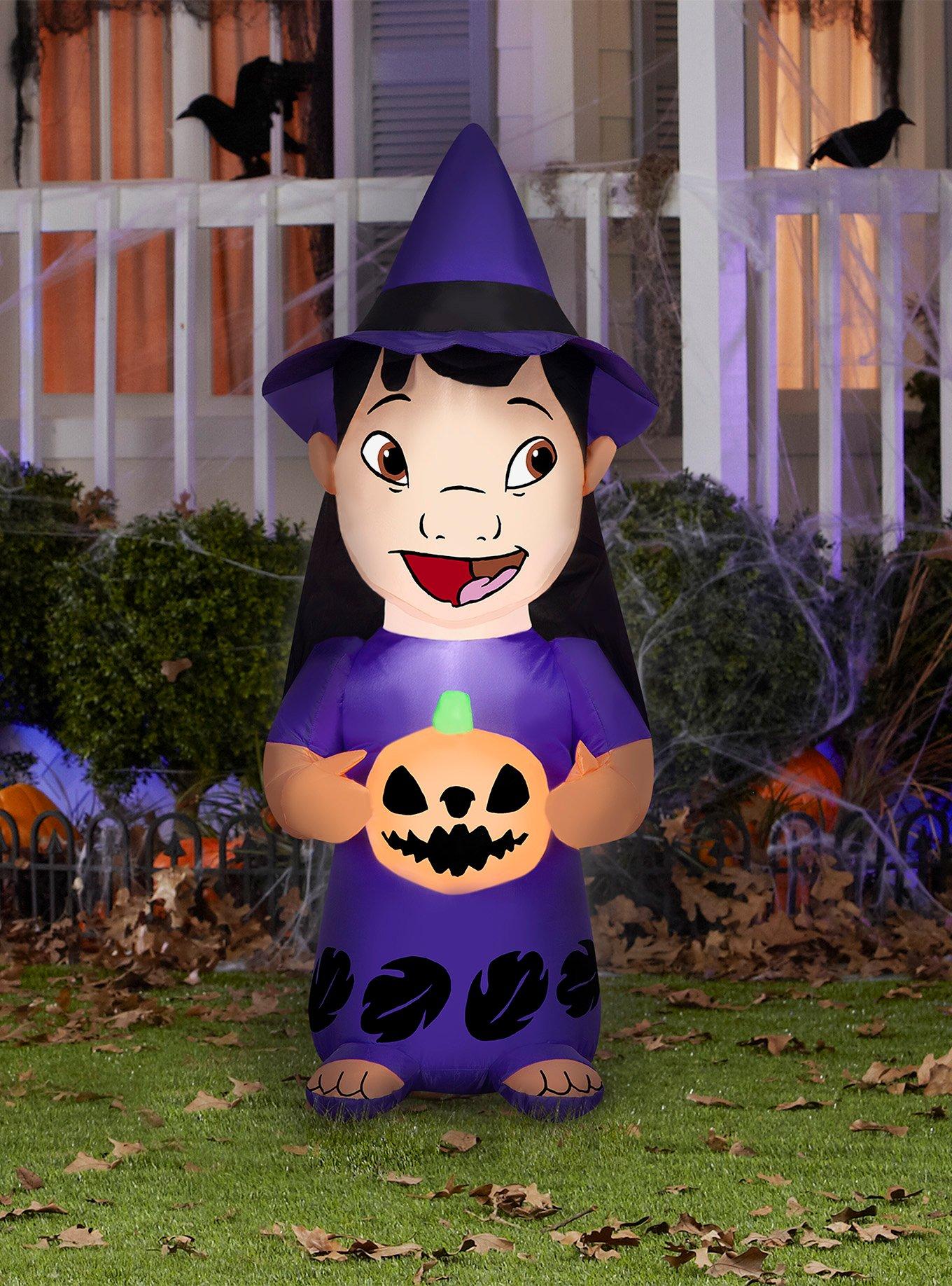 Disney Lilo and Stitch Lilo with Witch Hat and Pumpkin Airblown Inflatable, , hi-res