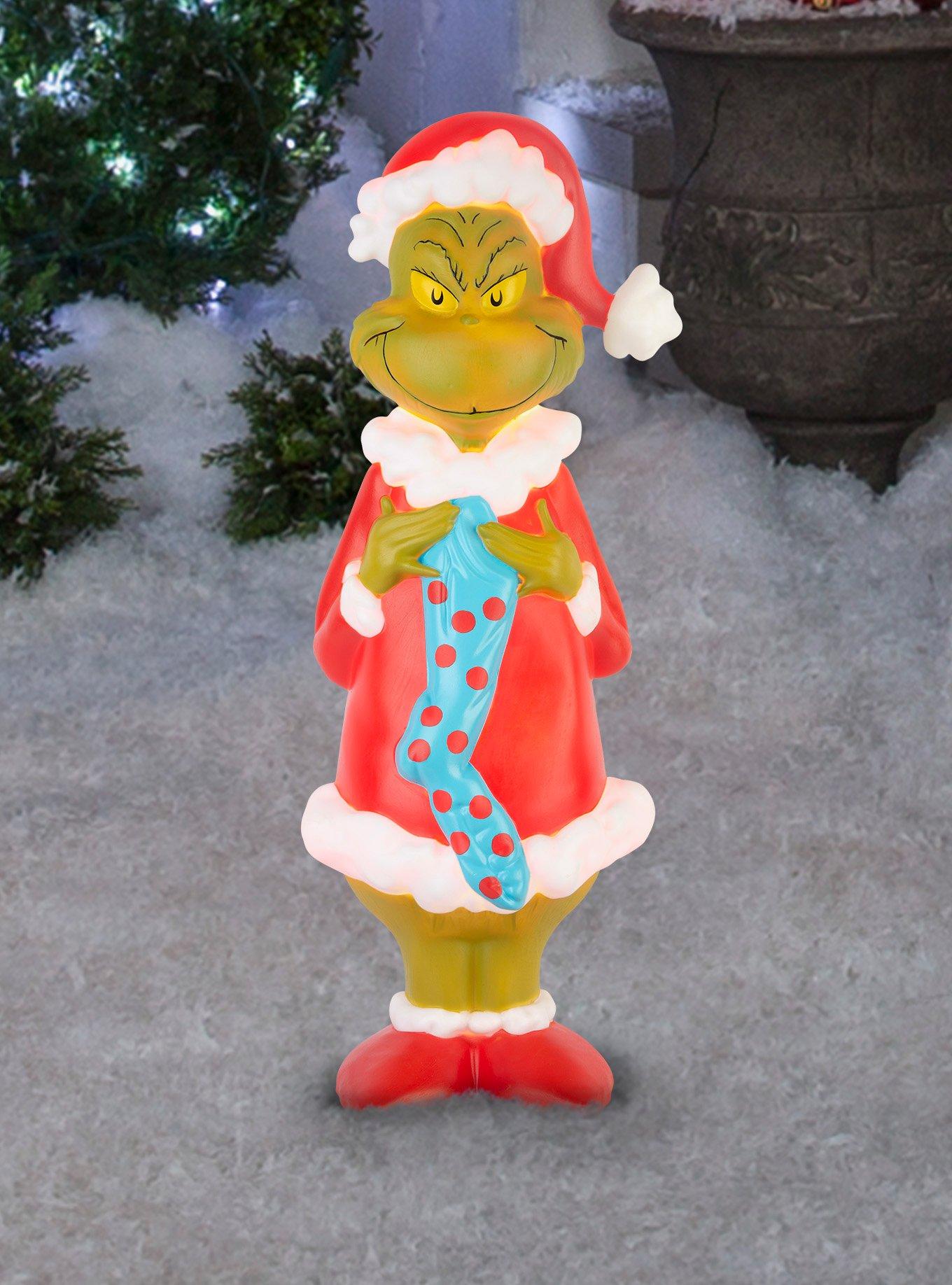 Dr. Seuss How The Grinch Stole Christmas Grinch with Seussian Style Stocking Lighted Blow Mold Outdoor Decor, , hi-res
