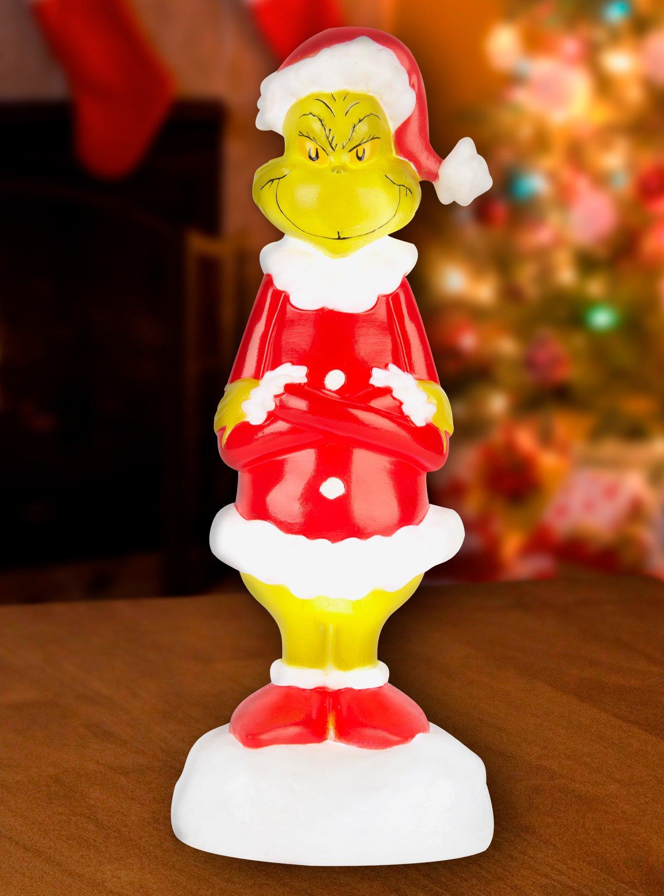 Dr. Seuss How The Grinch Stole Christmas Grinch with Santa Suit Lighted Blow Mold Outdoor Decor, , hi-res