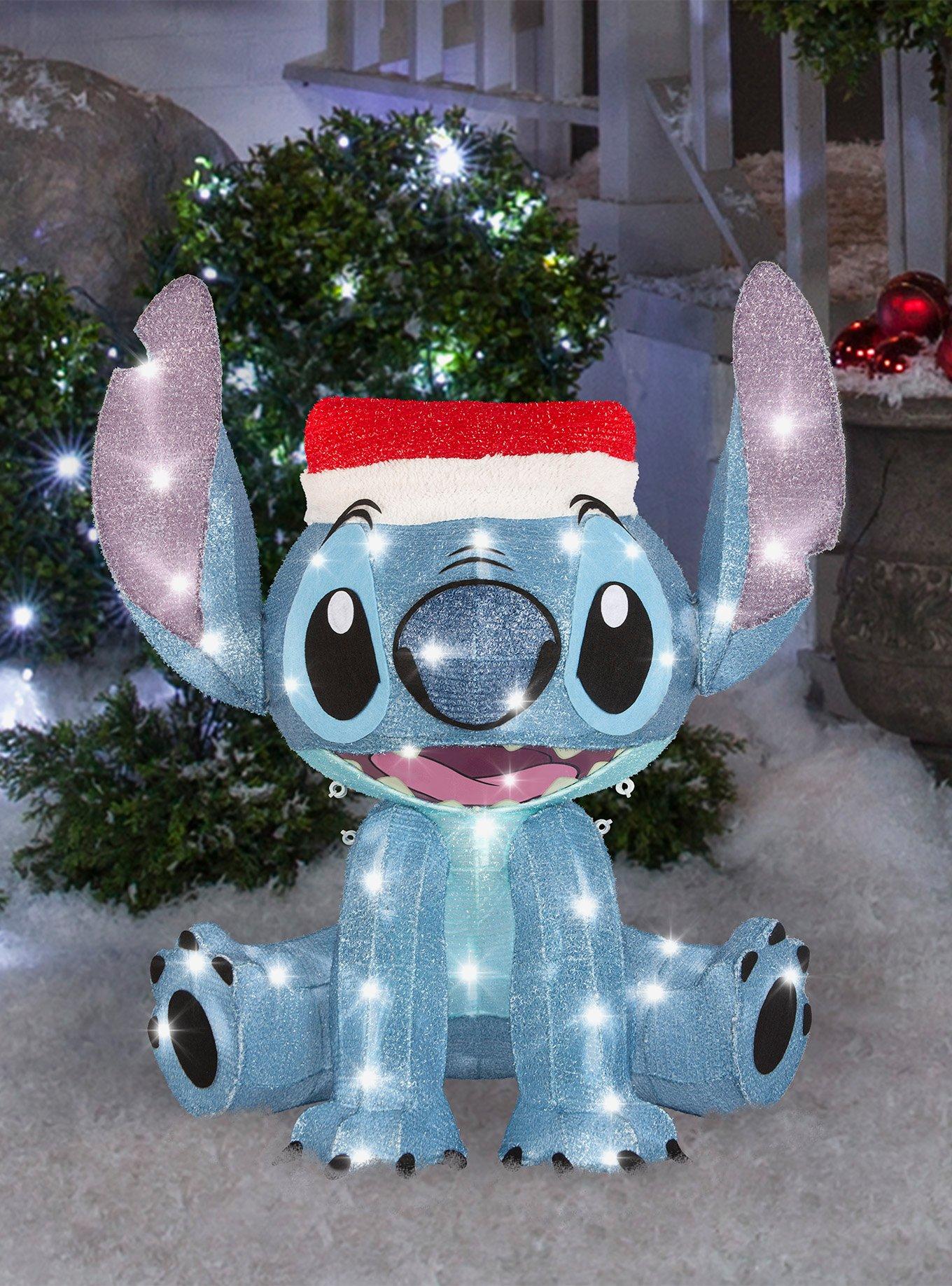 Disney Lilo and Stitch Stitch with Santa Hat Lighted Tinsel Sculpture, , hi-res