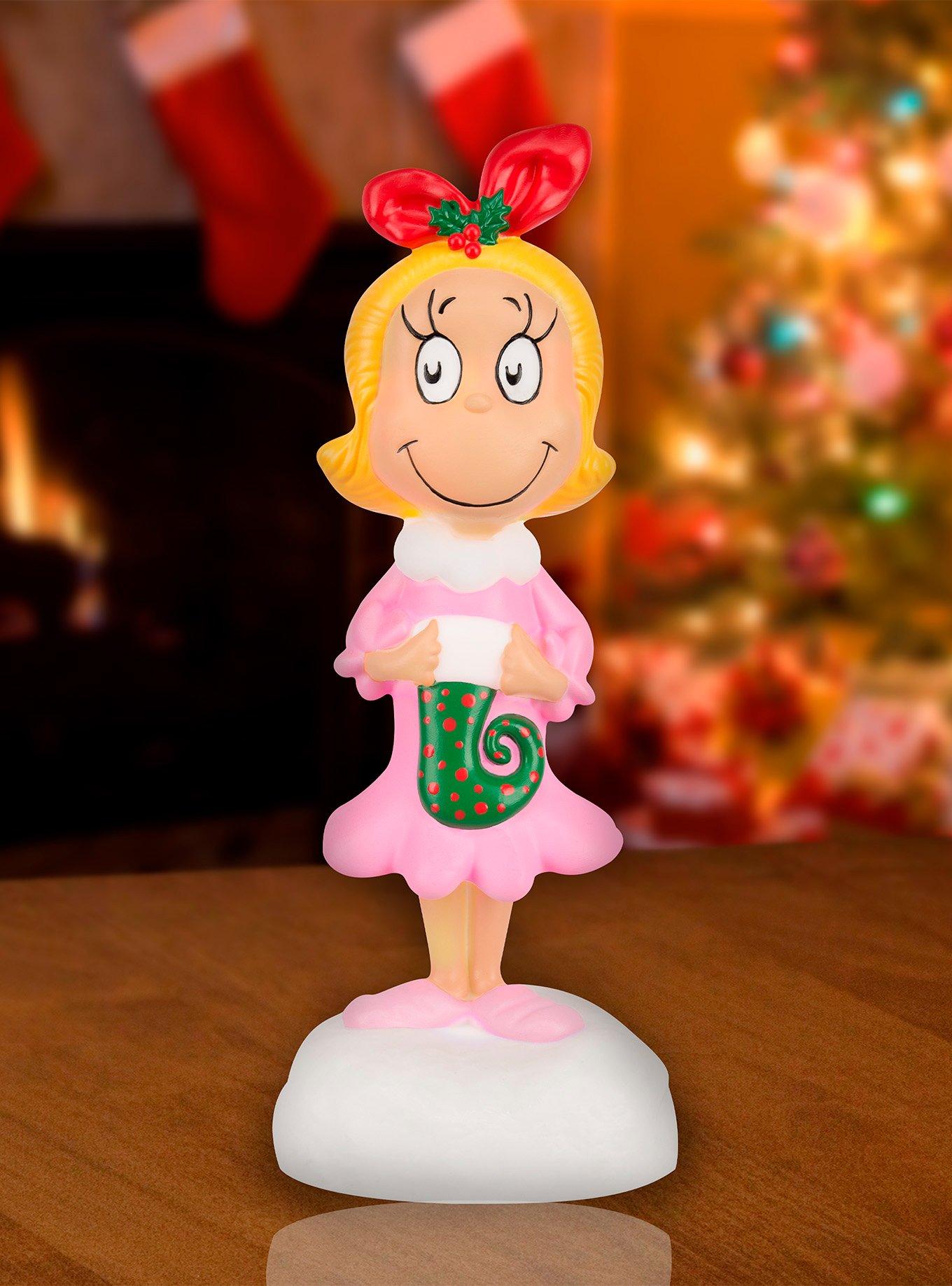 Dr. Seuss How The Grinch Stole Christmas Grinch Cindy Lou Who with Stocking Lighted Blow Mold Decor, , alternate