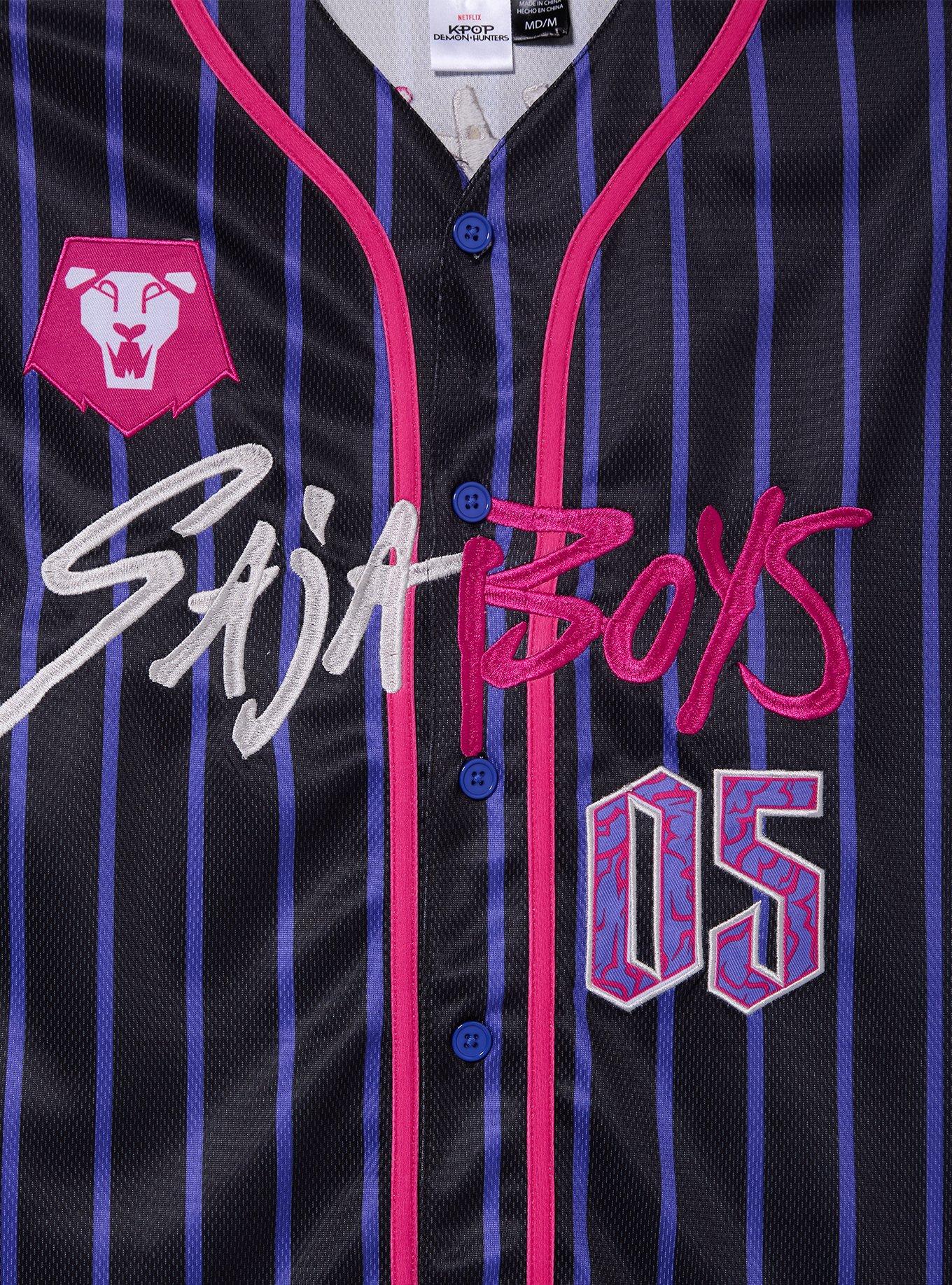 KPop Demon Hunters Saja Boys Baseball Jersey &mdash; BoxLunch Exclusive, BLACK, alternate