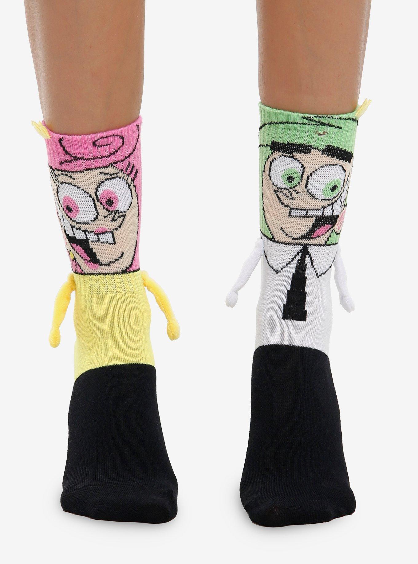 The Fairly OddParents Cosmo & Wanda Magnetic Arms Mismatch Crew Socks, , hi-res