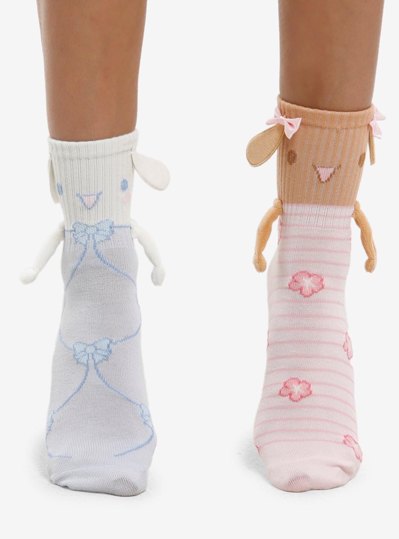 Cinnamoroll & Mocha Magnetic Arms Mismatch Crew Socks, , hi-res
