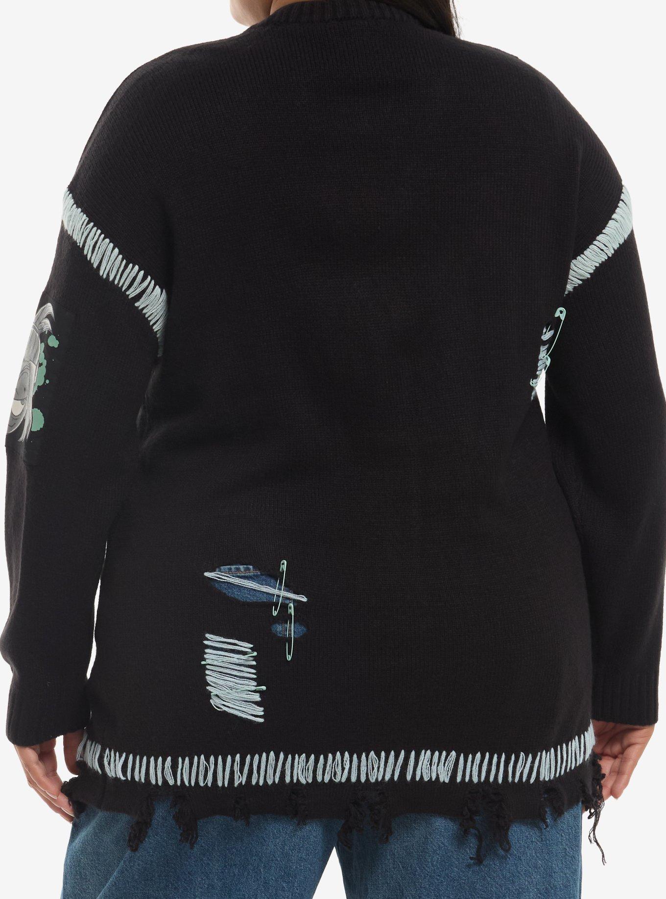 The Gaslight District Mel Safety Pins Distressed Girls Cardigan Plus Size, , hi-res