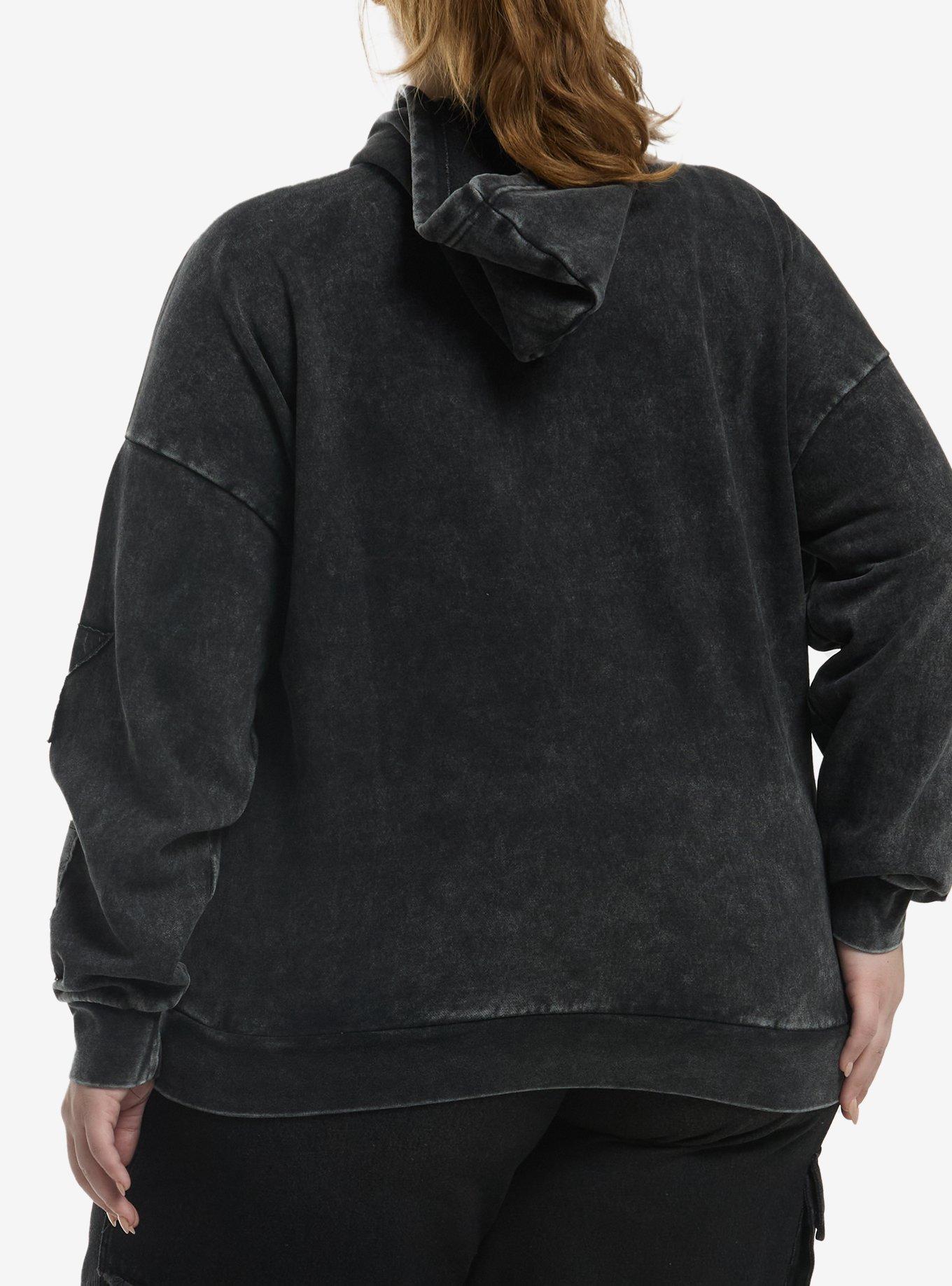 Social Collision Dark Star Patch Girls Hoodie Plus Size, MULTI, alternate