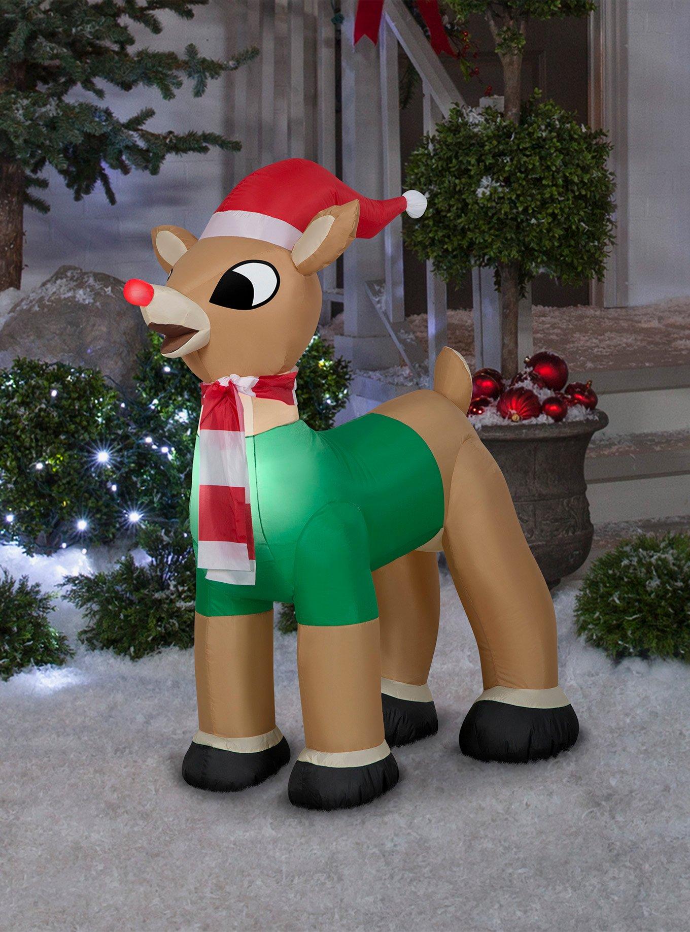 Rudolph the Red Nosed Reindeer in Santa Hat and Scarf Christmas Inflatable, , hi-res