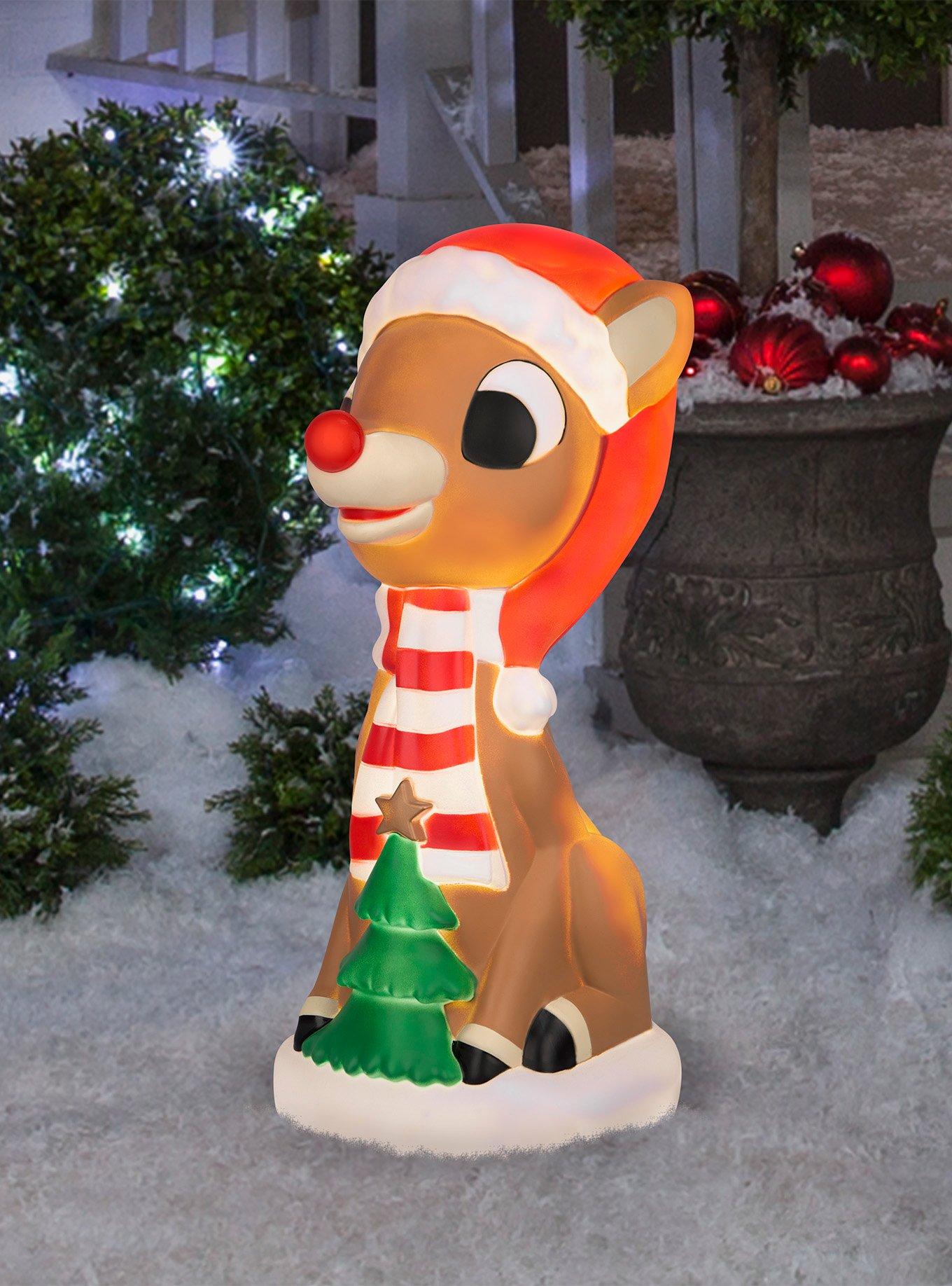 Rudolph the Red Nosed Reindeer Rudolph with Christmas Tree Lighted Blow Mold Outdoor Decor, , hi-res