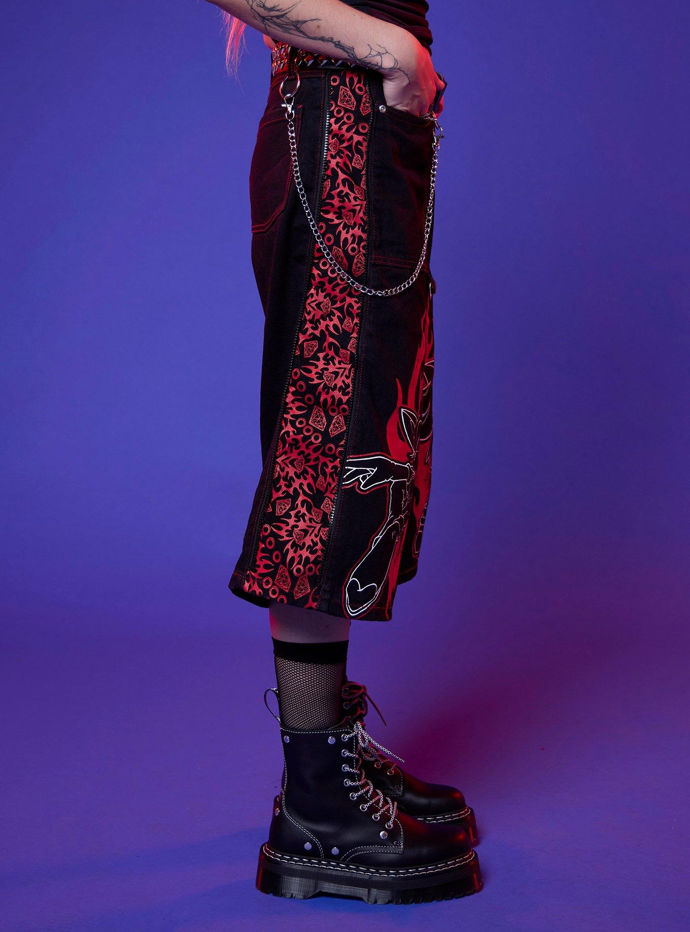 Sonic The Hedgehog Shadow & Rouge Jorts With Side Chain, RED, alternate