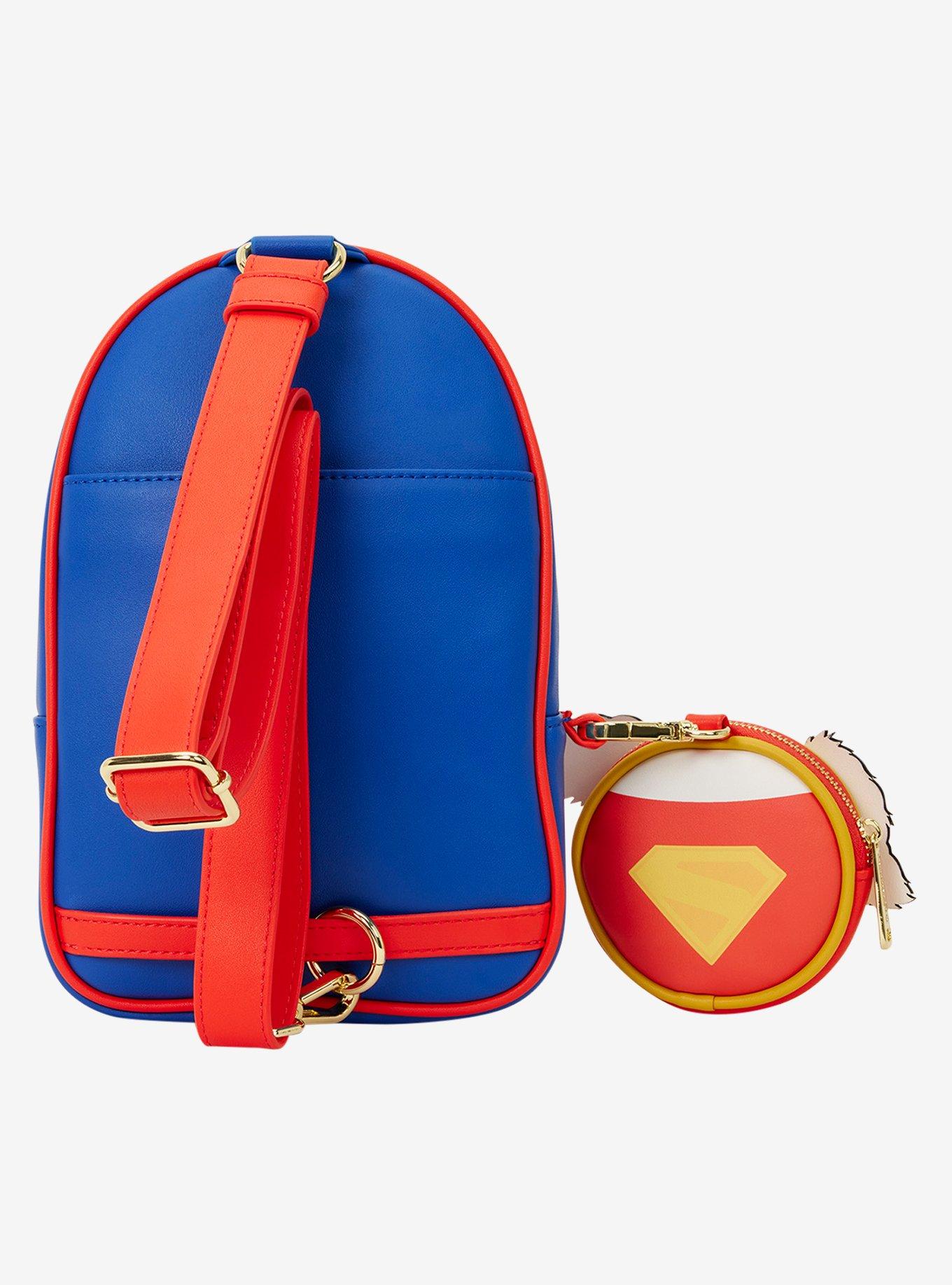 Loungefly DC Comics Supergirl Patches Crossbody Sling Bag with Krypto Coin Purse, , hi-res