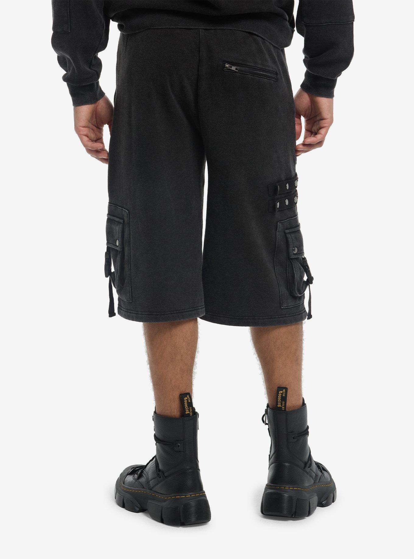 Utility Snap Button Fleece Cargo Shorts, , hi-res