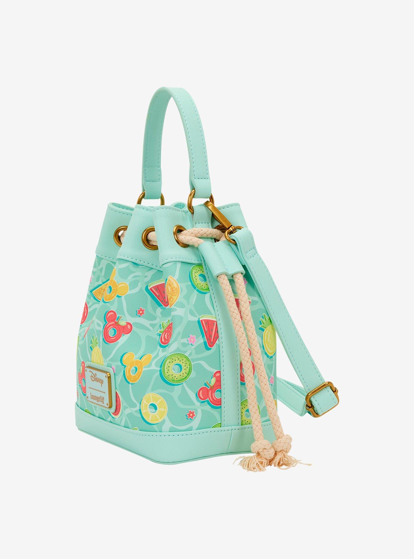 Loungefly Disney Mickey & Minnie Fruit Pool Floats Allover Print Bucket Crossbody Bag, , hi-res