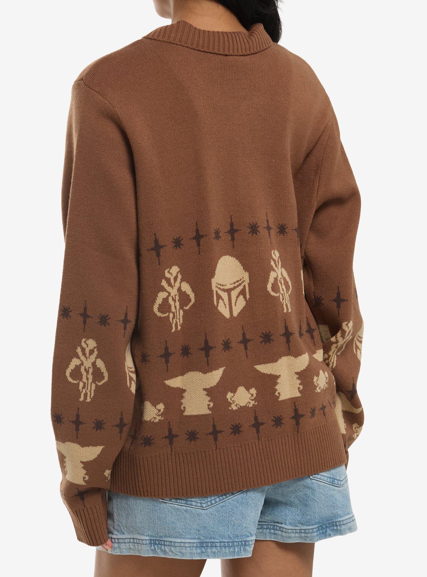 Our Universe Star Wars The Mandalorian And Grogu Mando Icons Collared Cardigan, BROWN, alternate