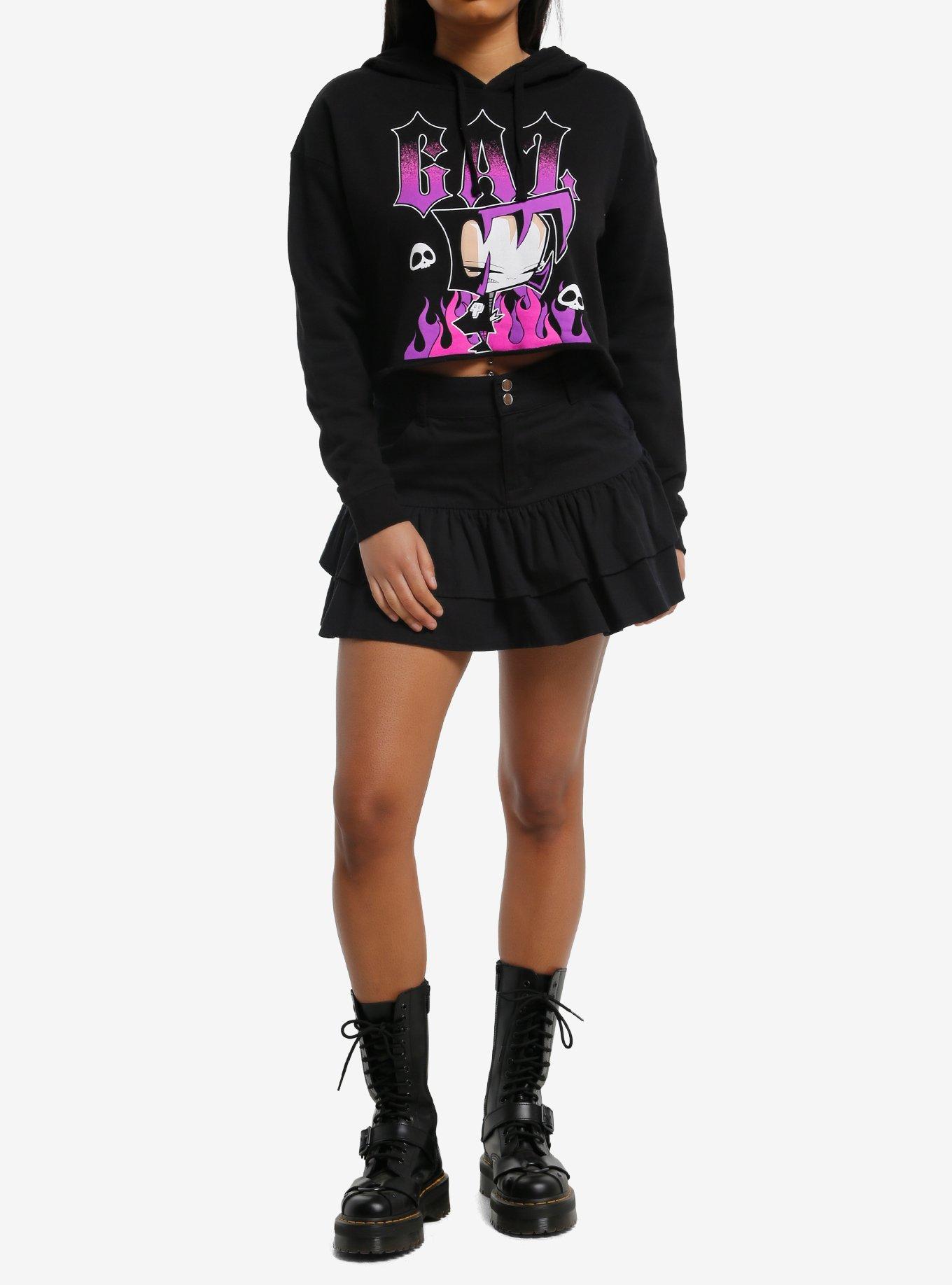 Invader Zim Gaz Girls Crop Hoodie, MULTI, alternate
