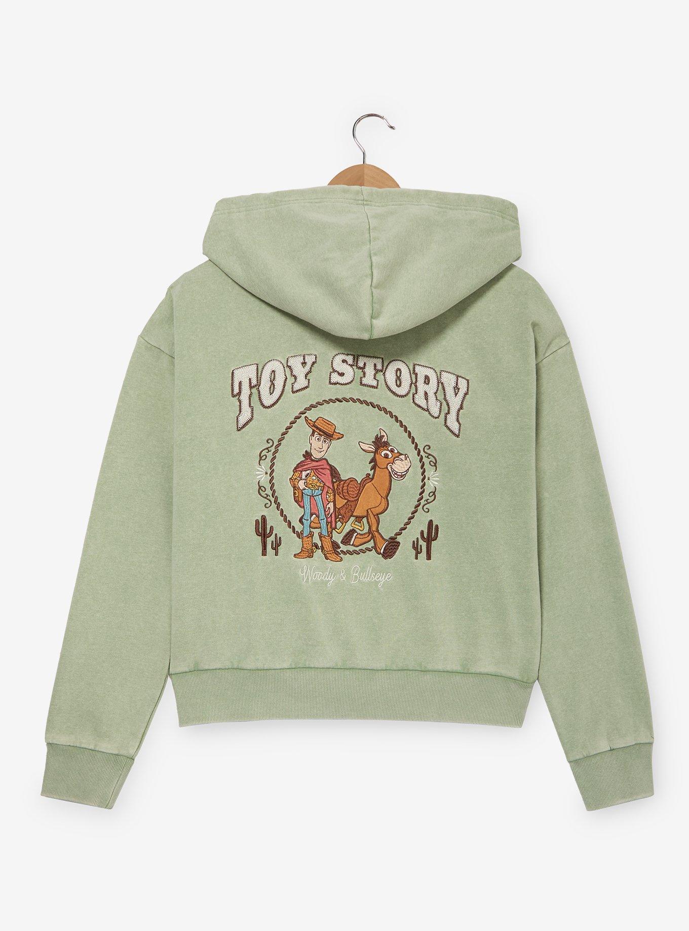 Disney Pixar Toy Story Woody & Bullseye Women's Cropped Zippered Hoodie - BoxLunch Exclusive, STONE WASH, alternate