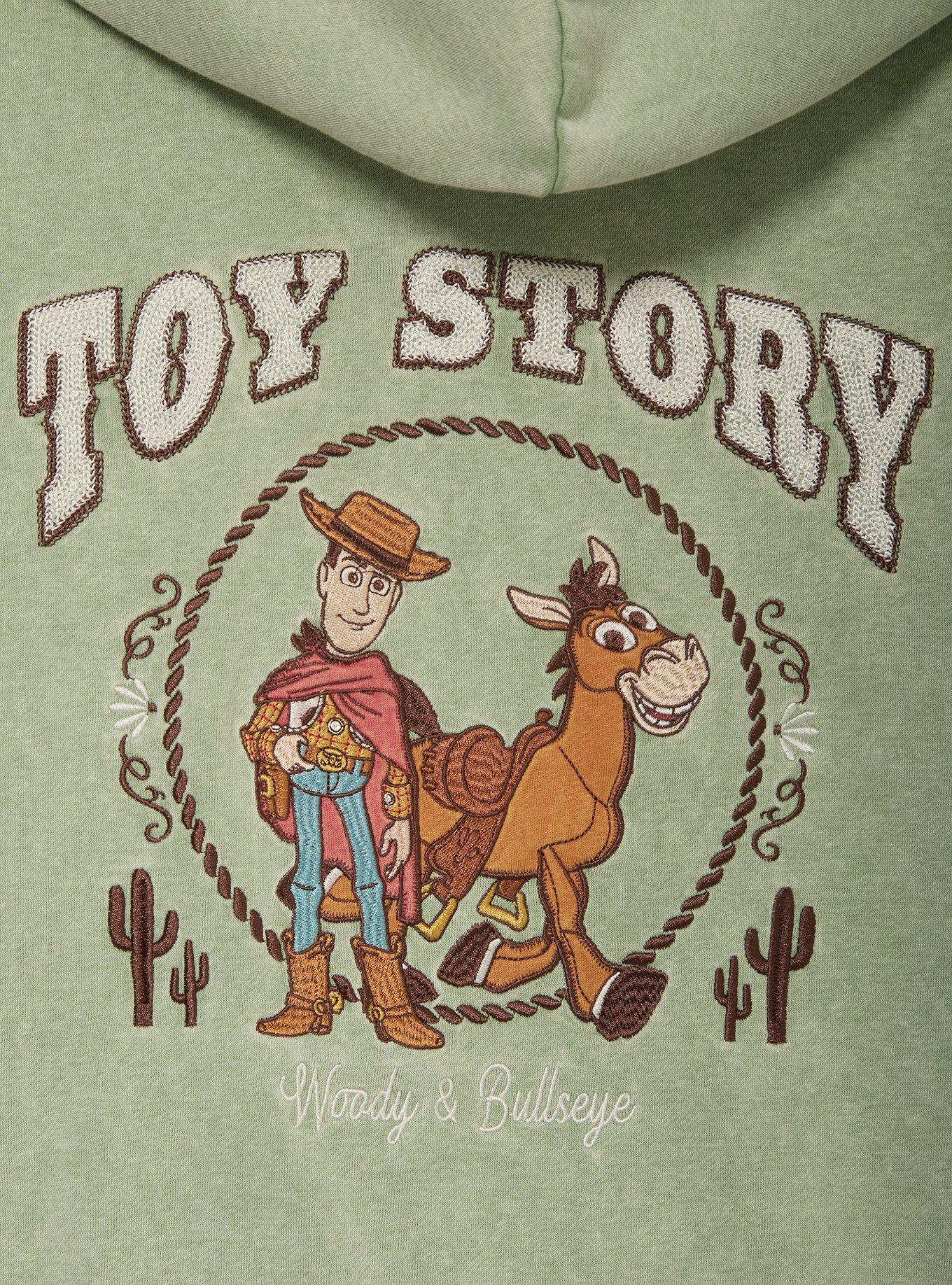 Disney Pixar Toy Story Woody & Bullseye Women's Cropped Zippered Hoodie - BoxLunch Exclusive, STONE WASH, alternate