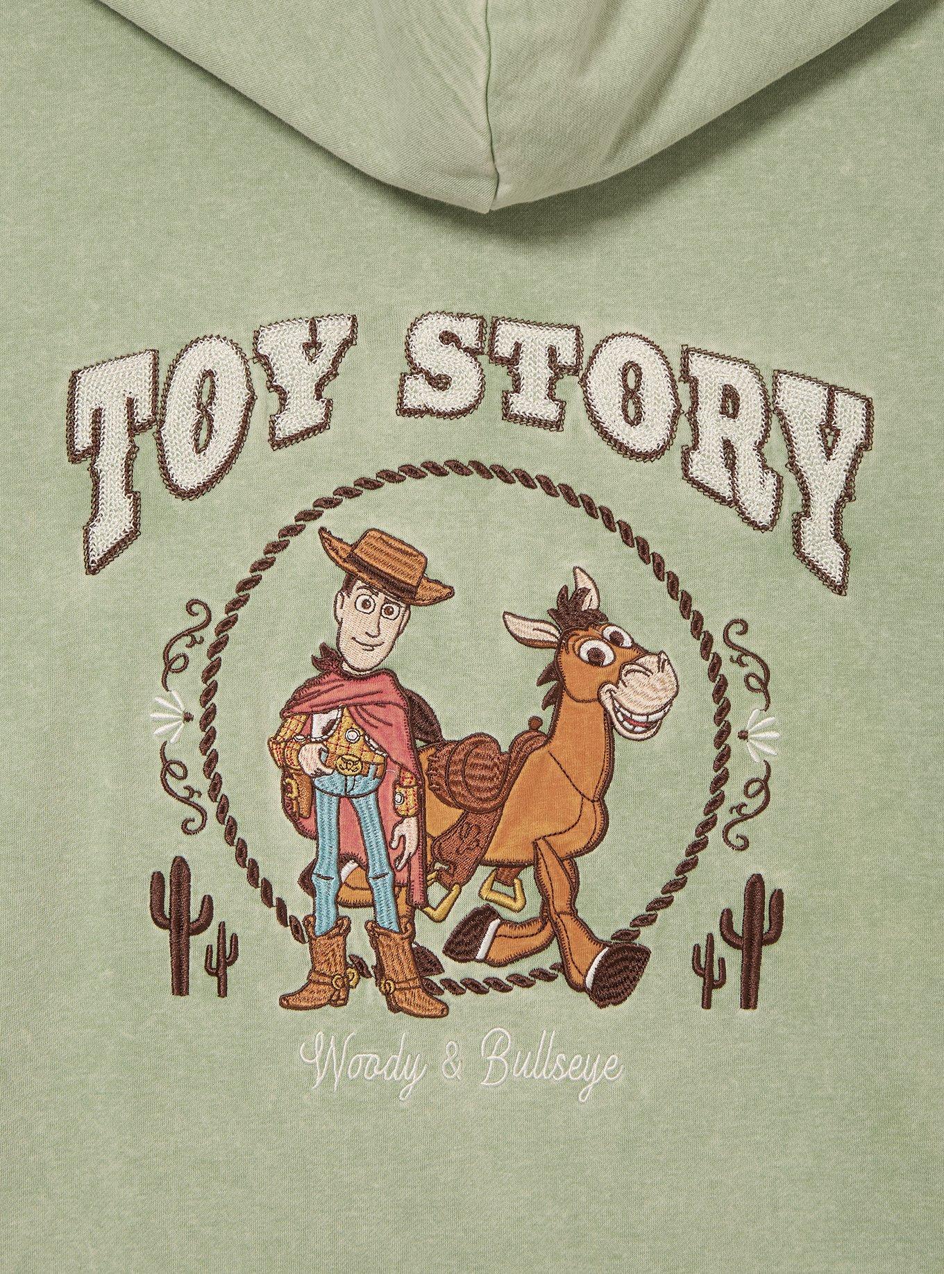 Disney Pixar Toy Story Woody & Bullseye Women's Plus Size Cropped Zippered Hoodie - BoxLunch Exclusive, STONE WASH, alternate