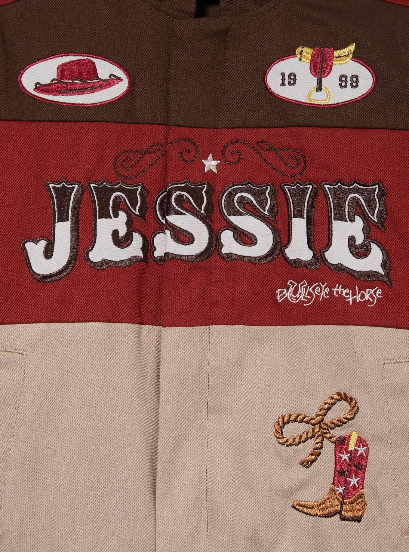 Disney Pixar Toy Story Jessie Women's Plus Size Cropped Racing Jacket - BoxLunch Exclusive, BROWN, alternate