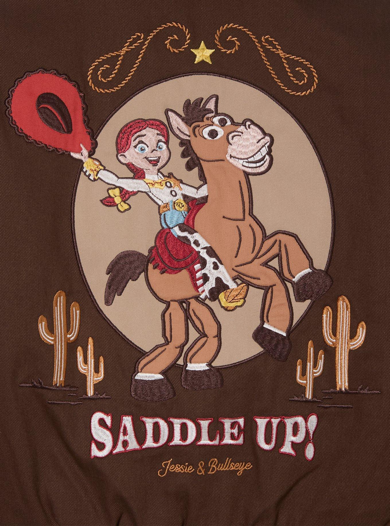 Disney Pixar Toy Story Jessie Women's Plus Size Cropped Racing Jacket - BoxLunch Exclusive, BROWN, alternate