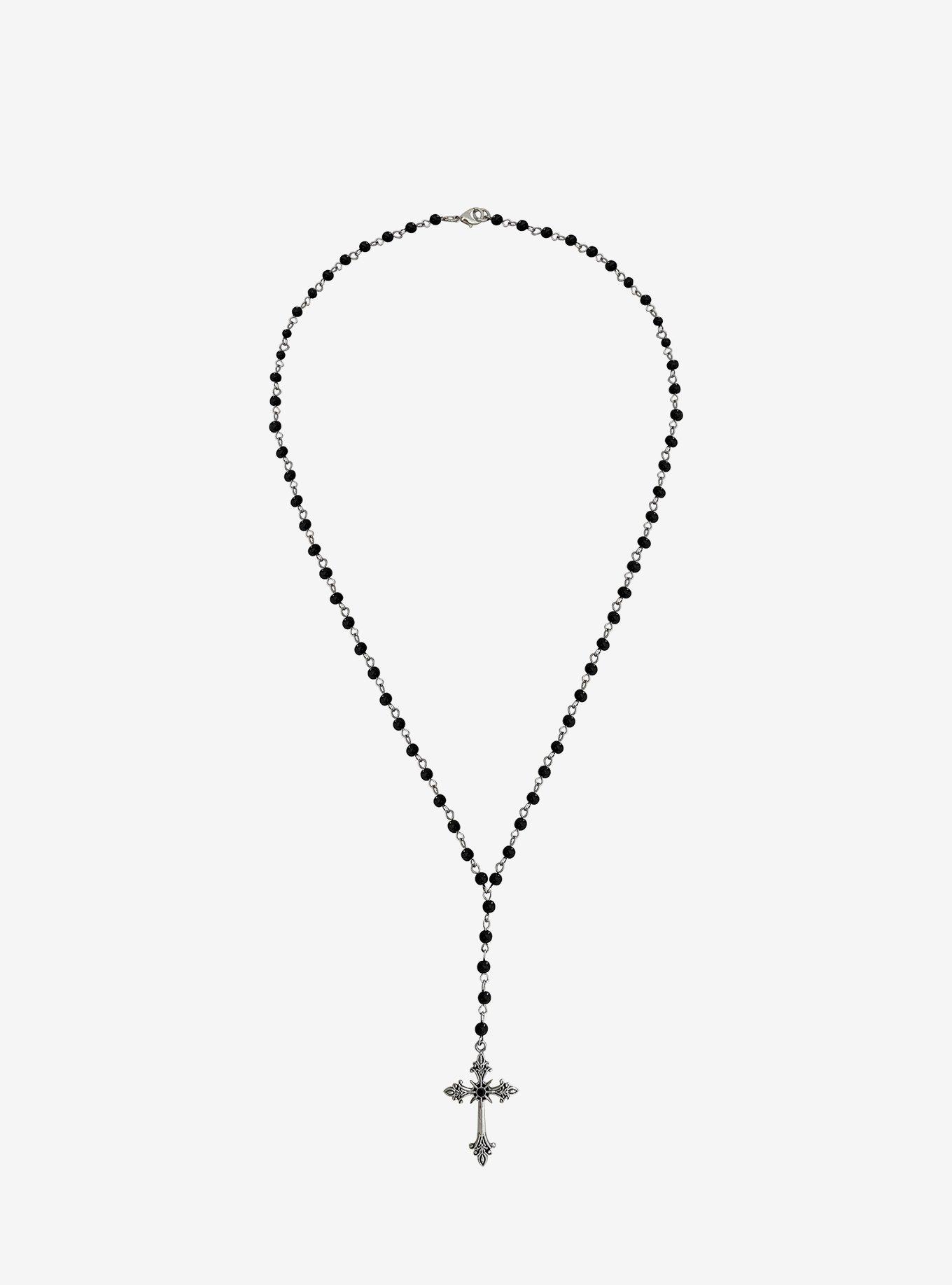 Thorn & Fable Gothic Cross Rosary Necklace, , hi-res