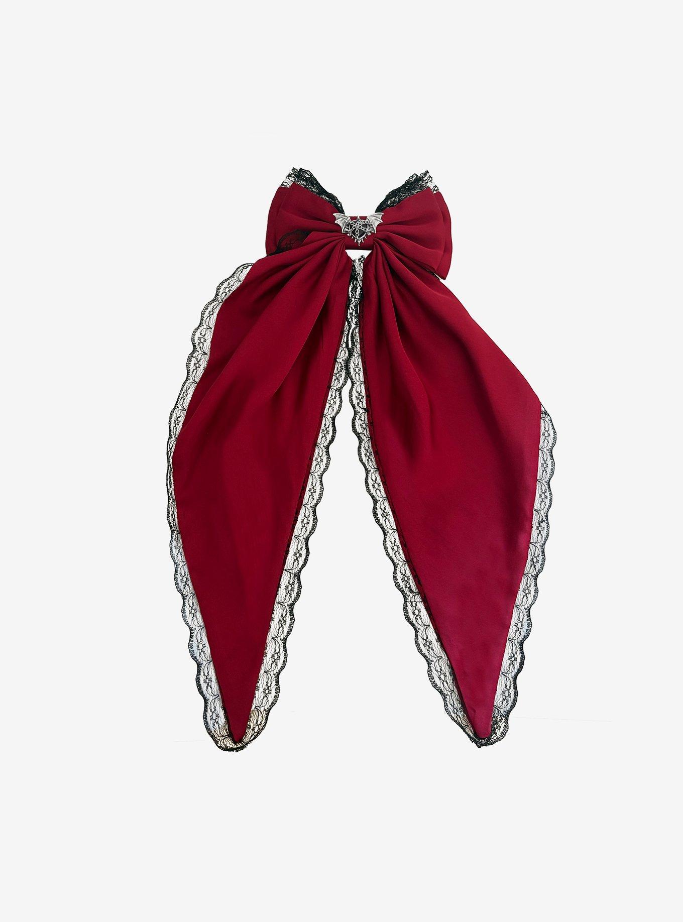 Cosmic Aura Winged Heart Red Hair Bow, , hi-res