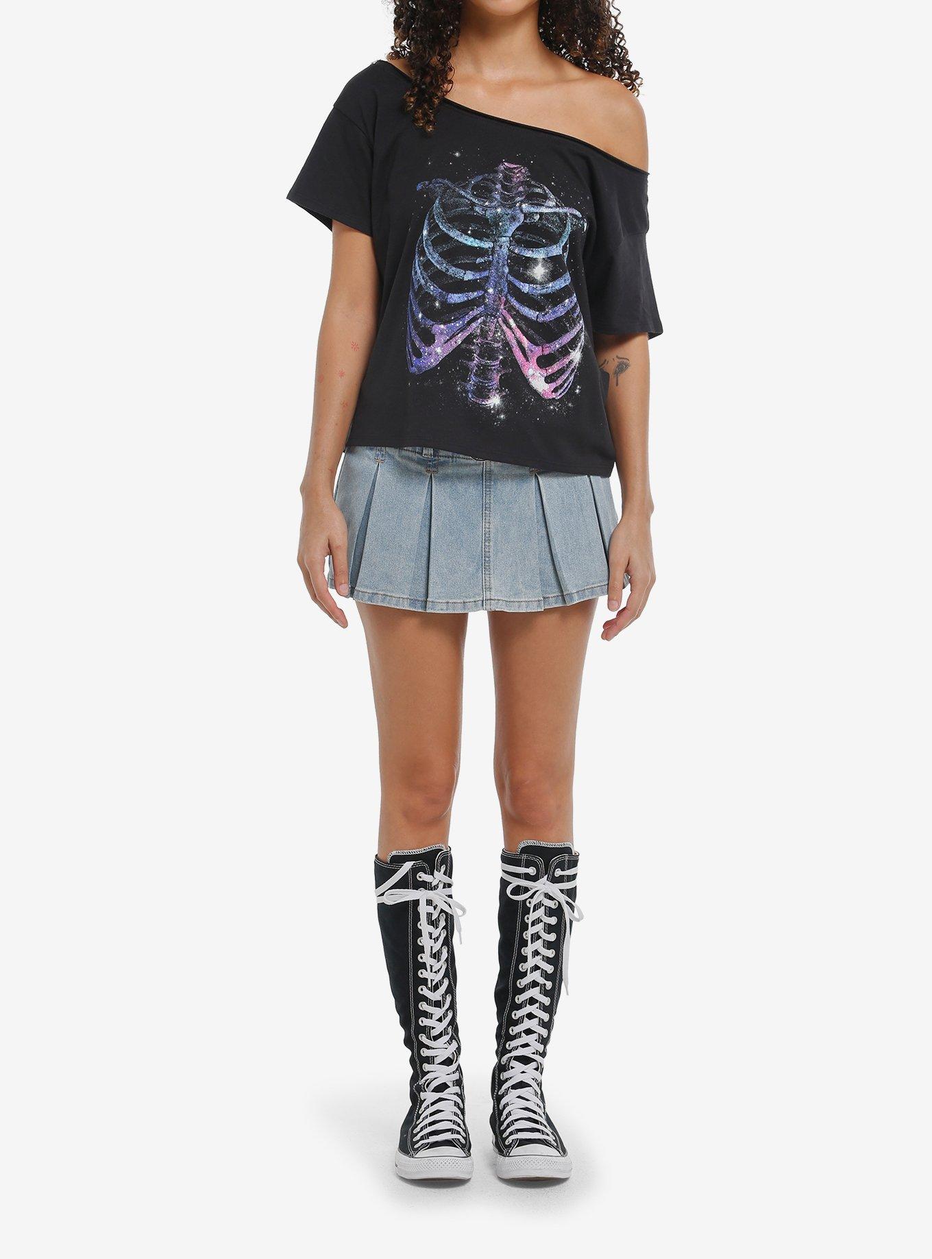 Galaxy Rib Cage Girls Off-Shoulder T-Shirt By Goodie Two Sleeves, , hi-res